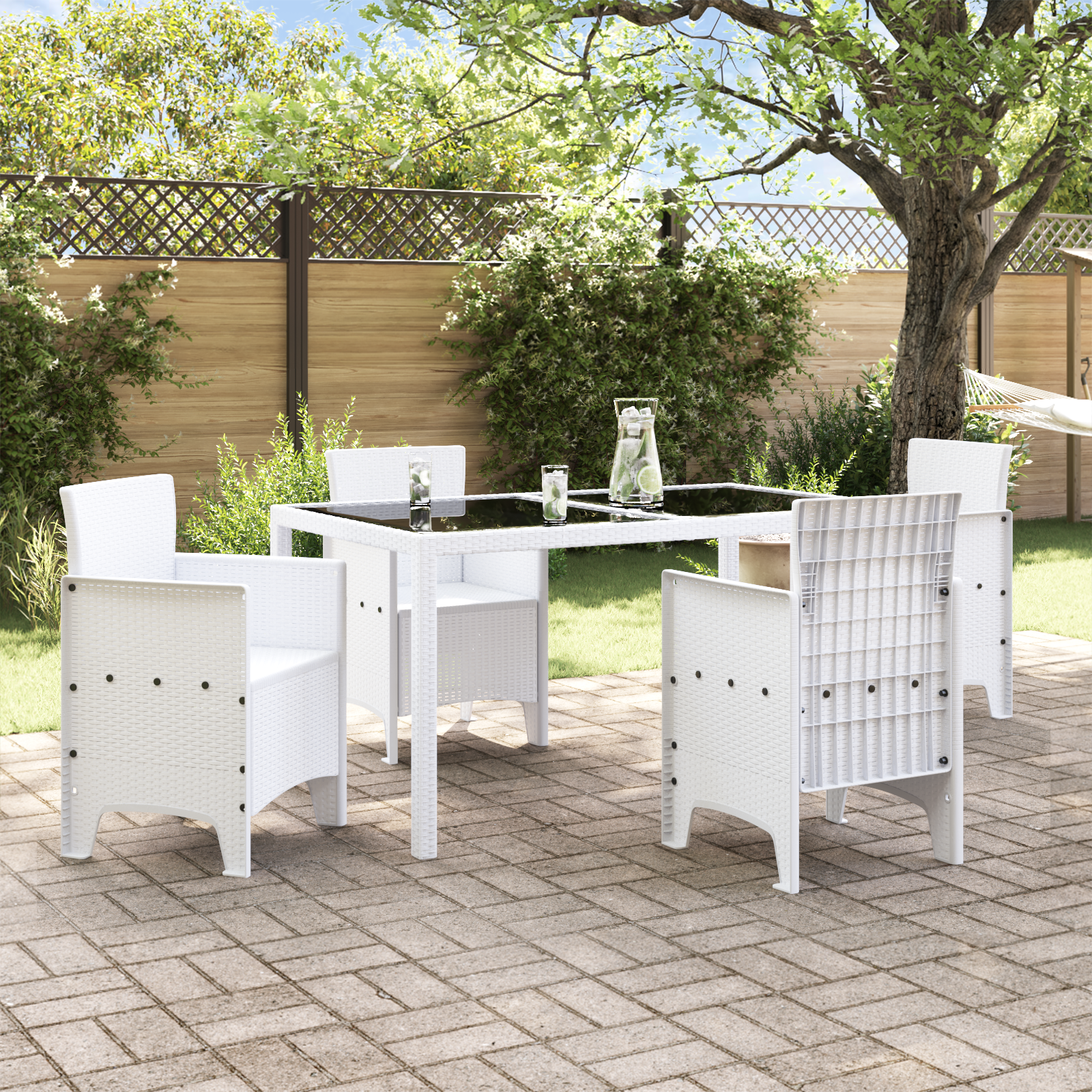 Garden Chairs 4 pcs White Poly Rattan - Image 3