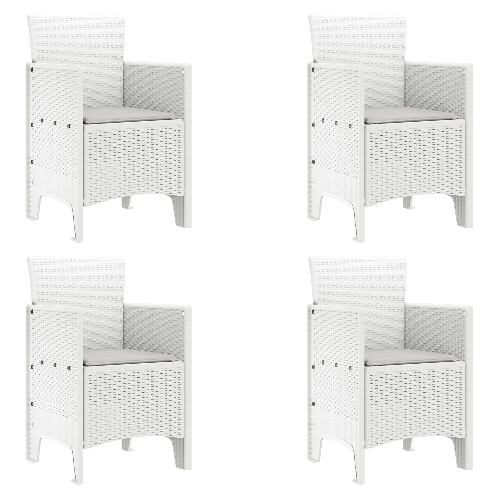 Garden Chairs with Cushions 4 pcs White Poly Rattan - Image 2