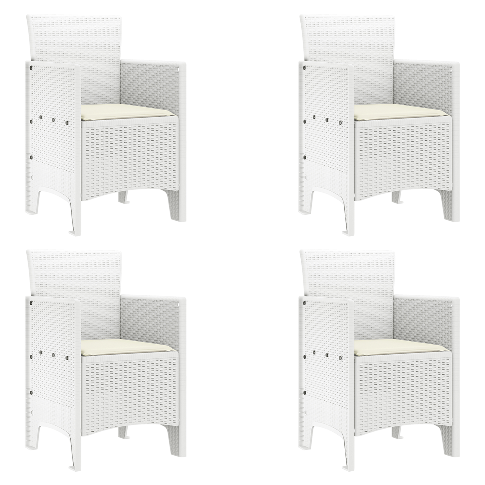 Garden Chairs with Cushions 4 pcs White Poly Rattan - Image 2