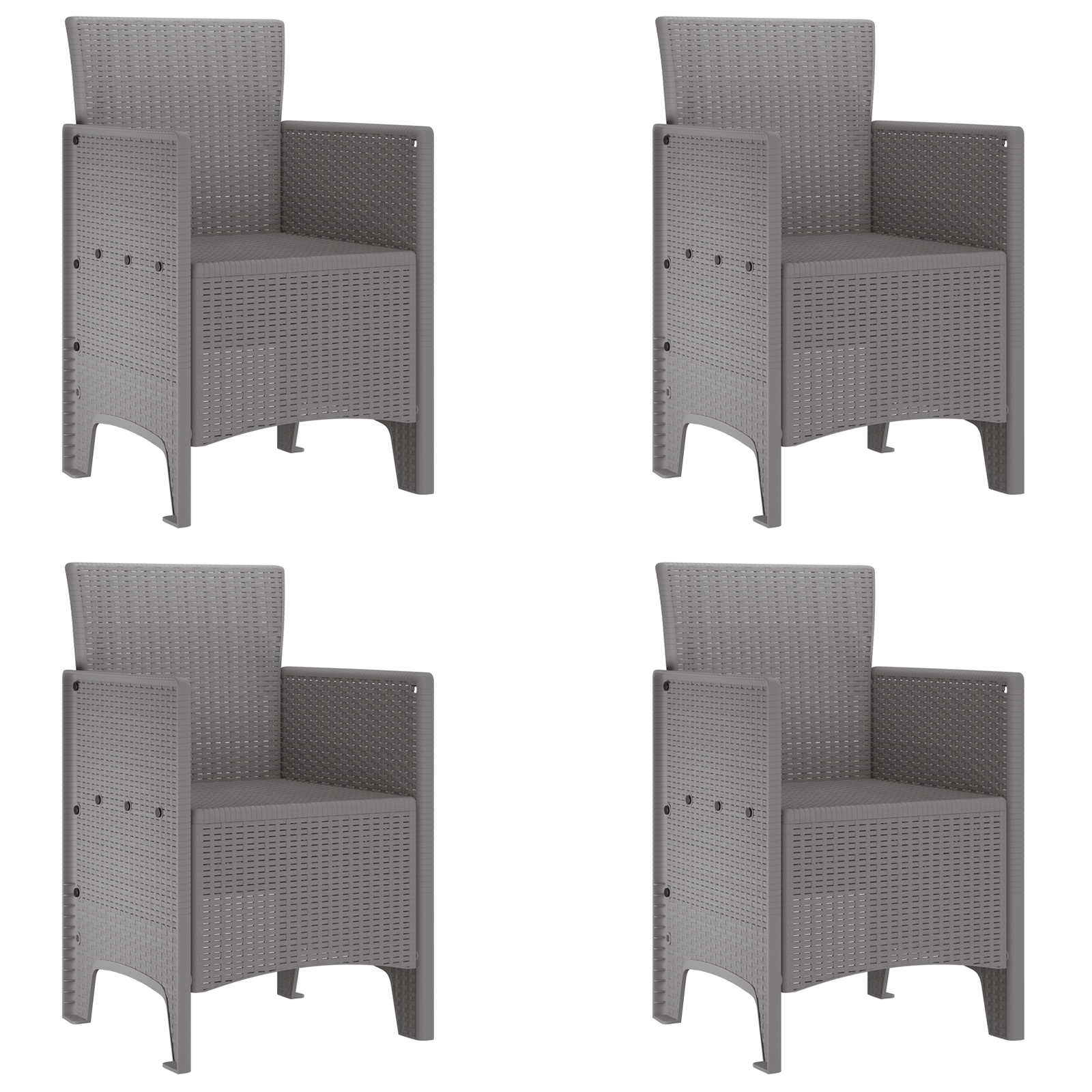 Garden Chairs 4 pcs Light Grey Poly Rattan - Image 2