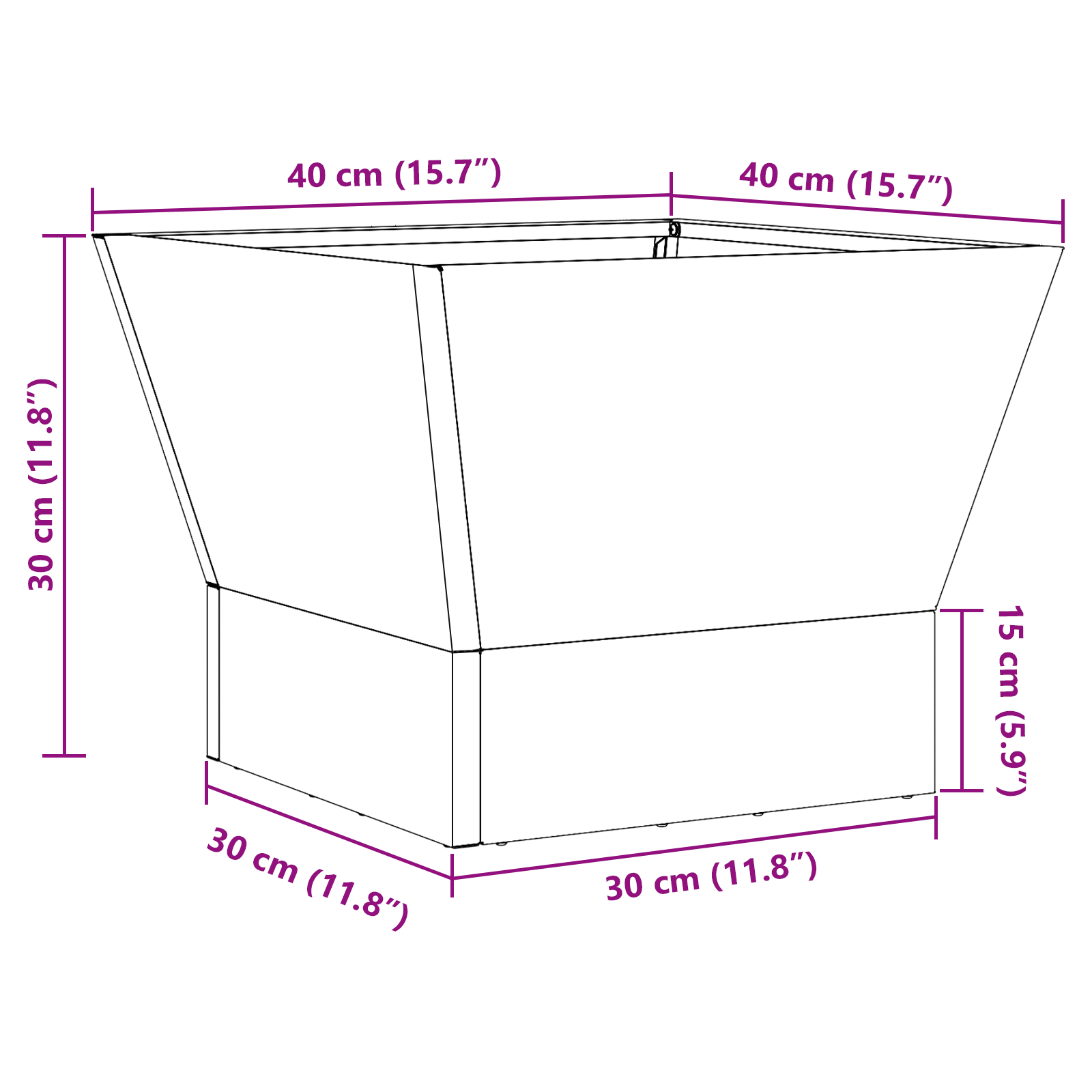 Fire Pit Square 40x40x30 cm Weathering Steel - Image 11