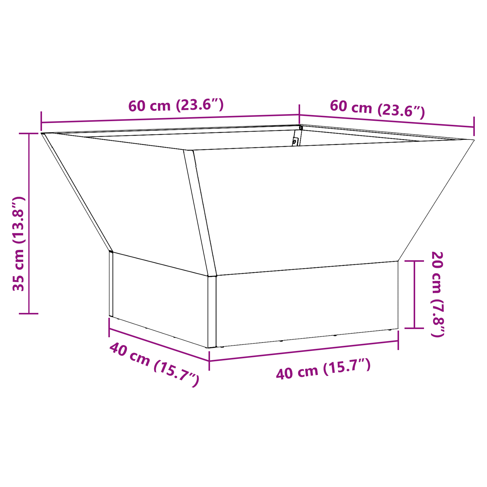 Fire Pit Square Black 60x60x35 cm Weathering Steel - Image 11