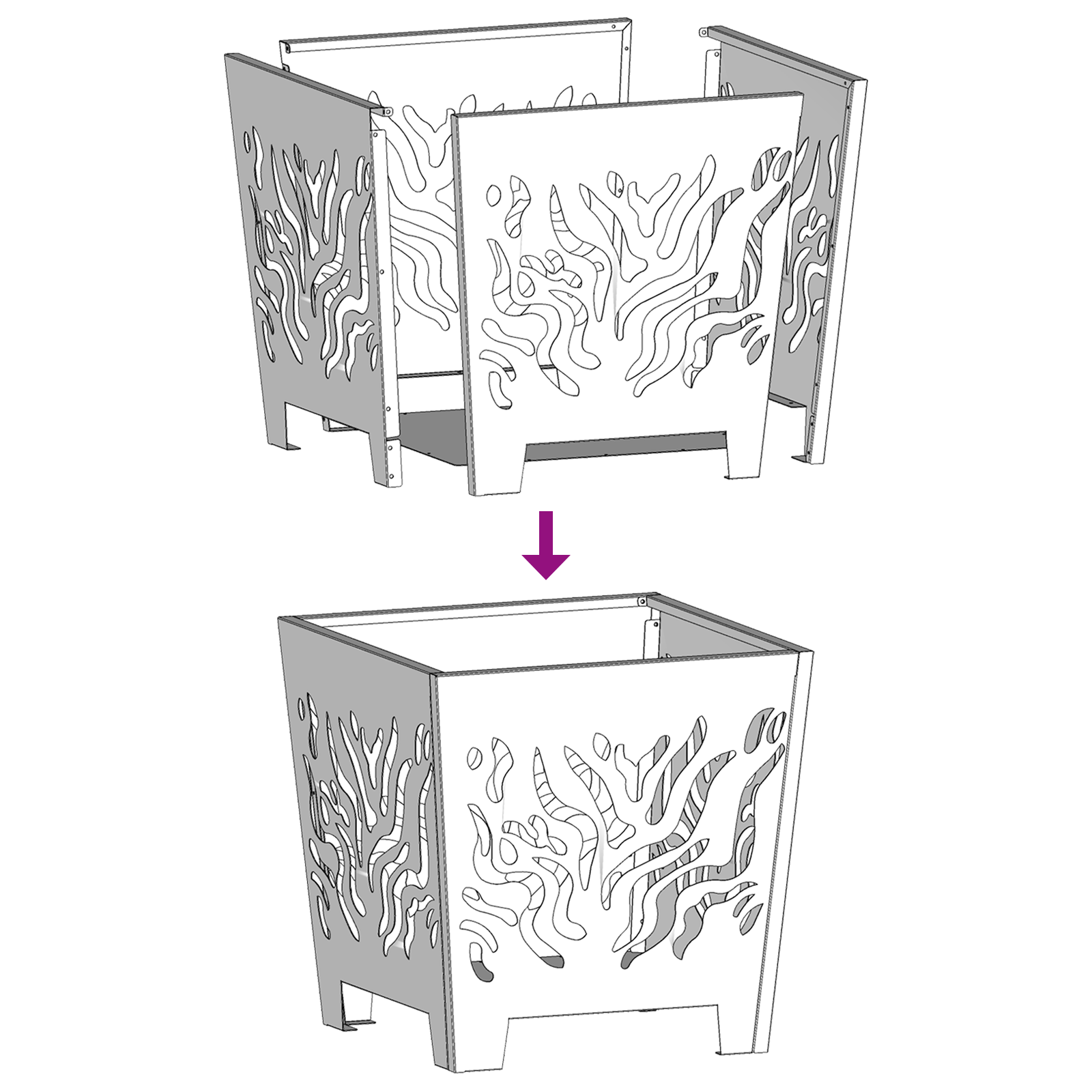 Fire Pit Square Black 40x40x40 cm Steel - Image 9