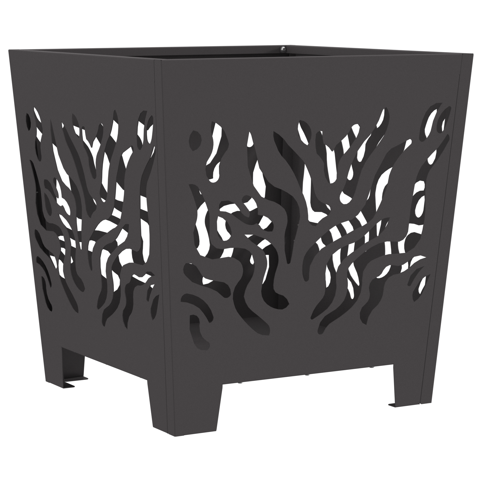Fire Pit Square Black 40x40x40 cm Steel - Image 2