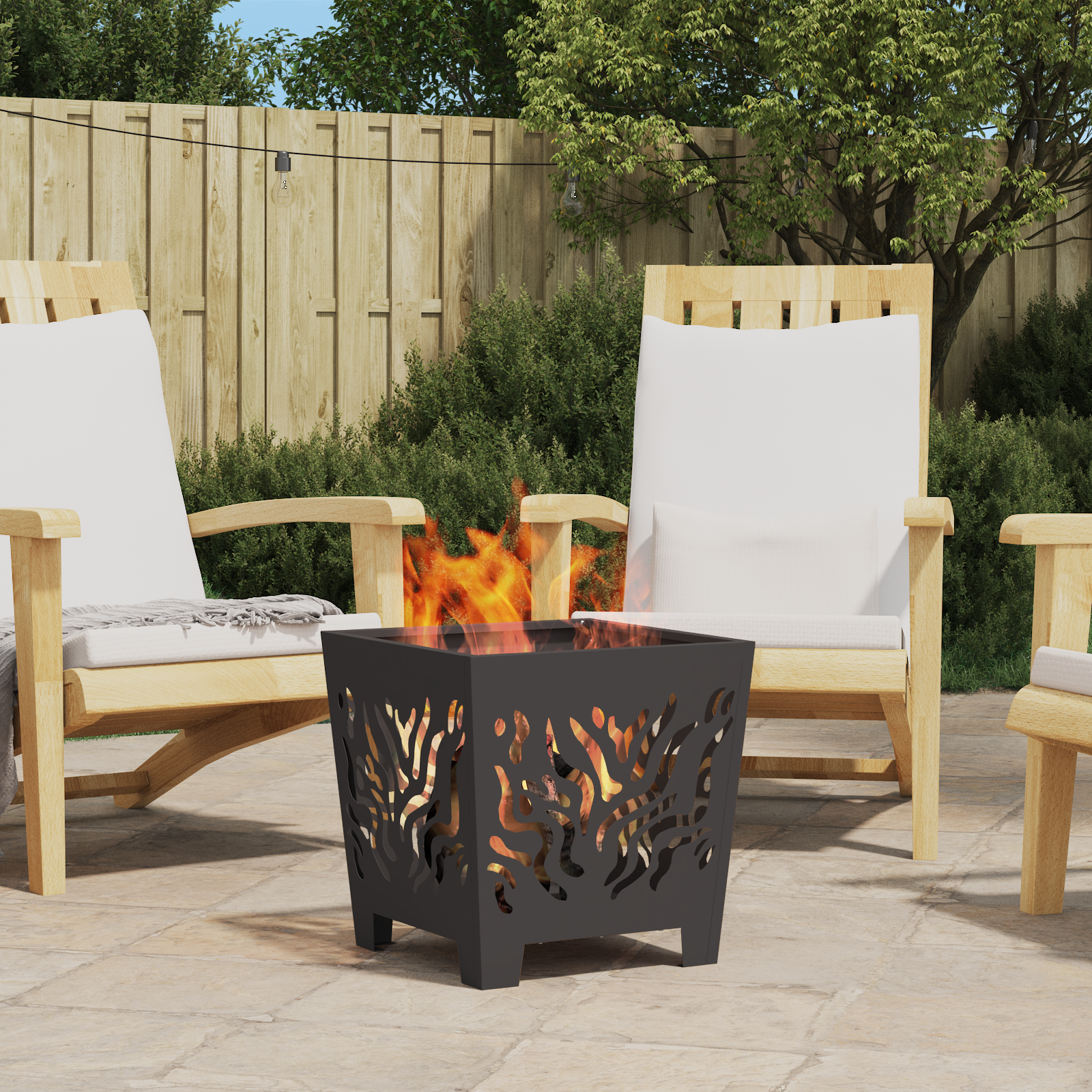 Fire Pit Square Black 40x40x40 cm Steel