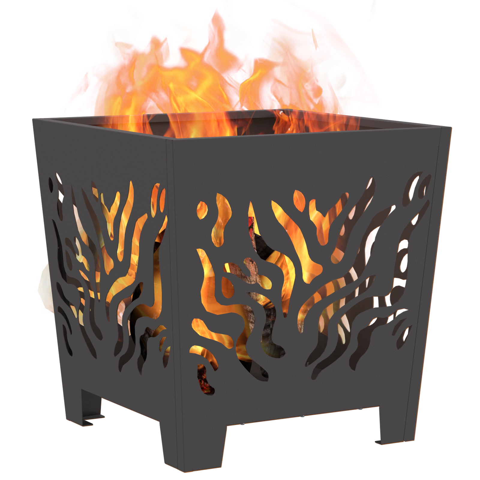 Fire Pit Square Black 40x40x40 cm Steel - Image 3