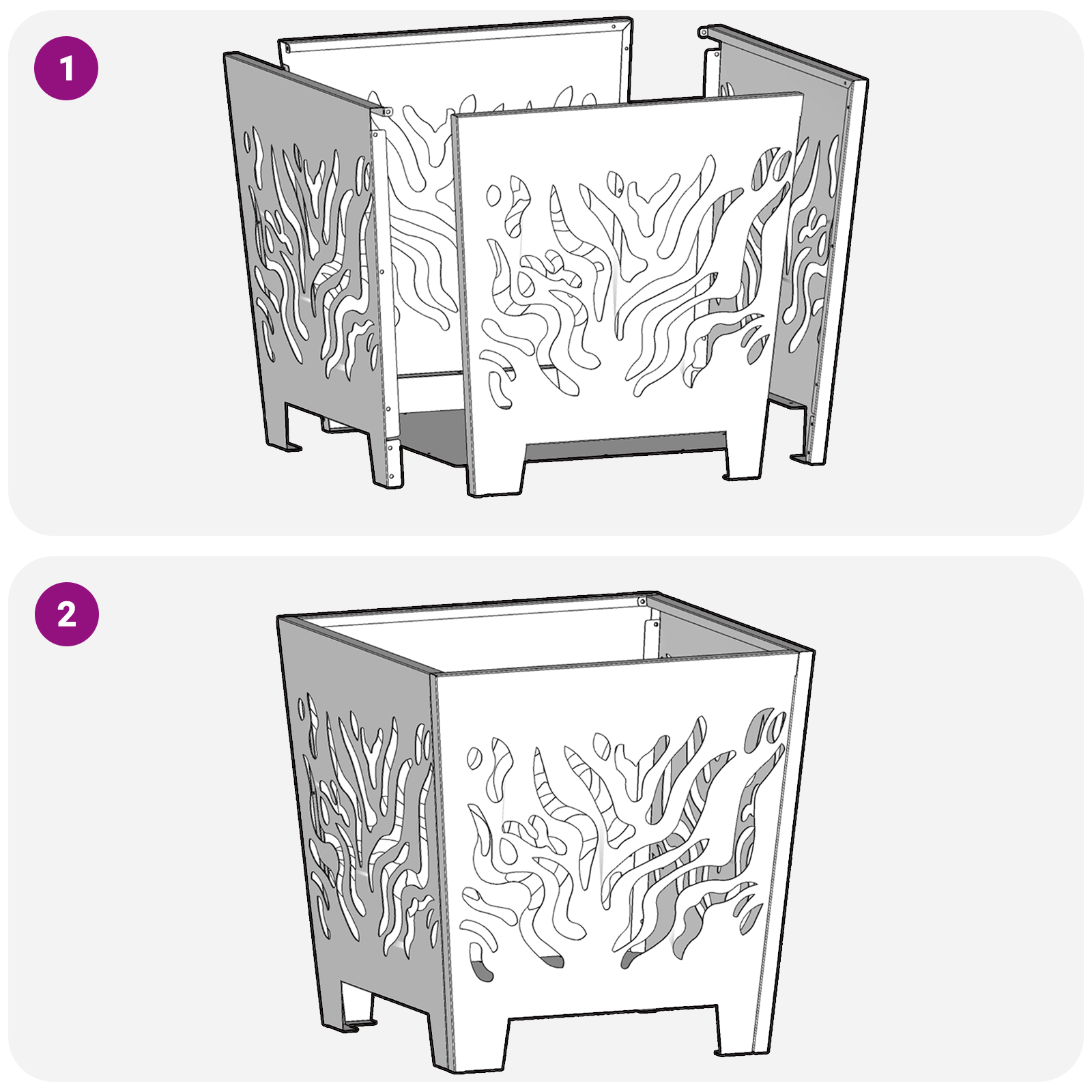 Fire Pit Square 40x40x40 cm Weathering Steel - Image 11