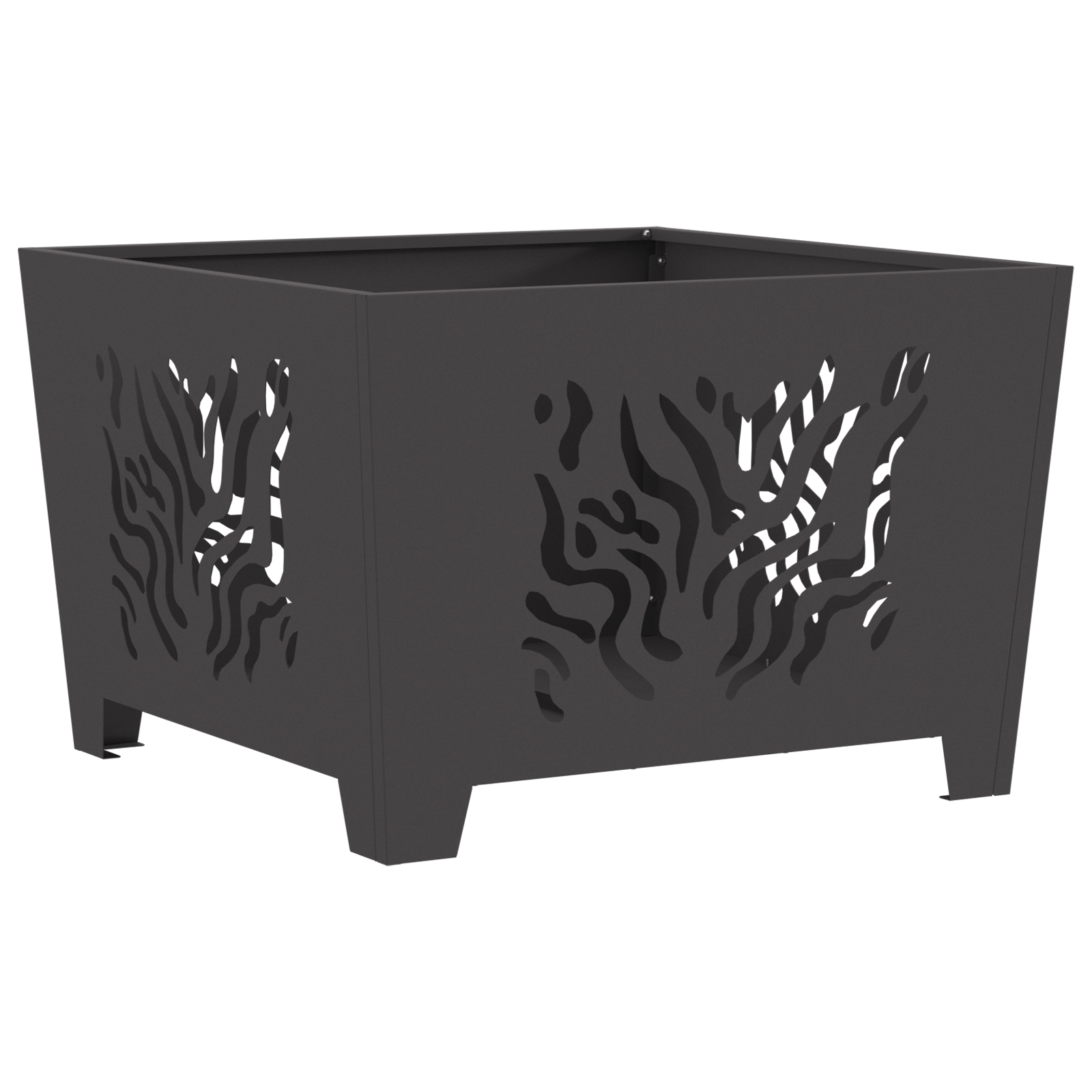 Fire Pit Square Black 60x60x40 cm Steel - Image 2