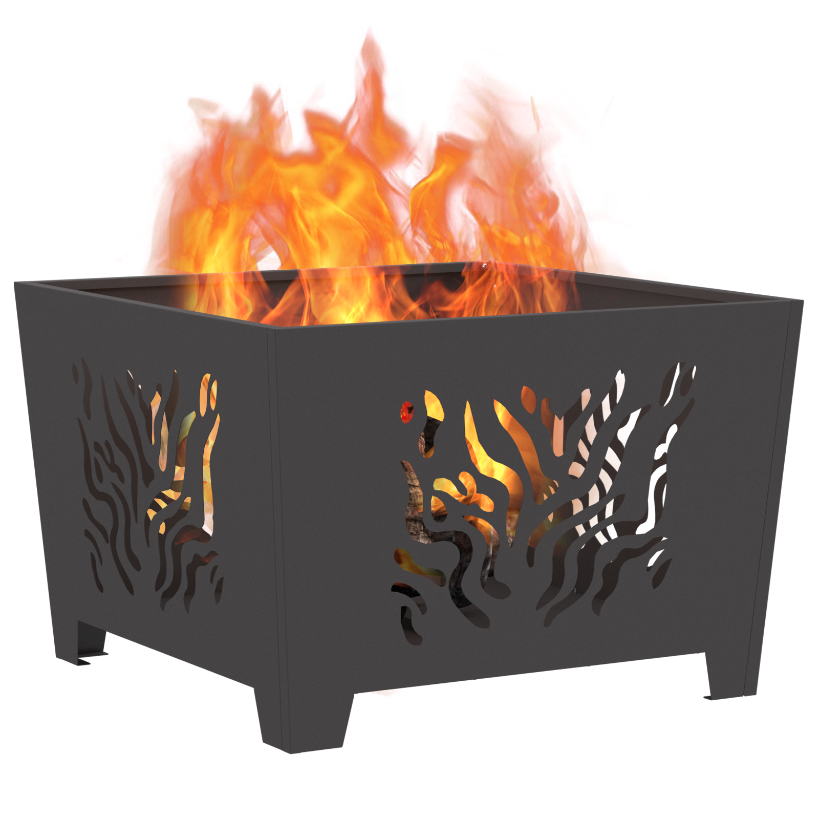 Fire Pit Square Black 60x60x40 cm Steel - Image 3