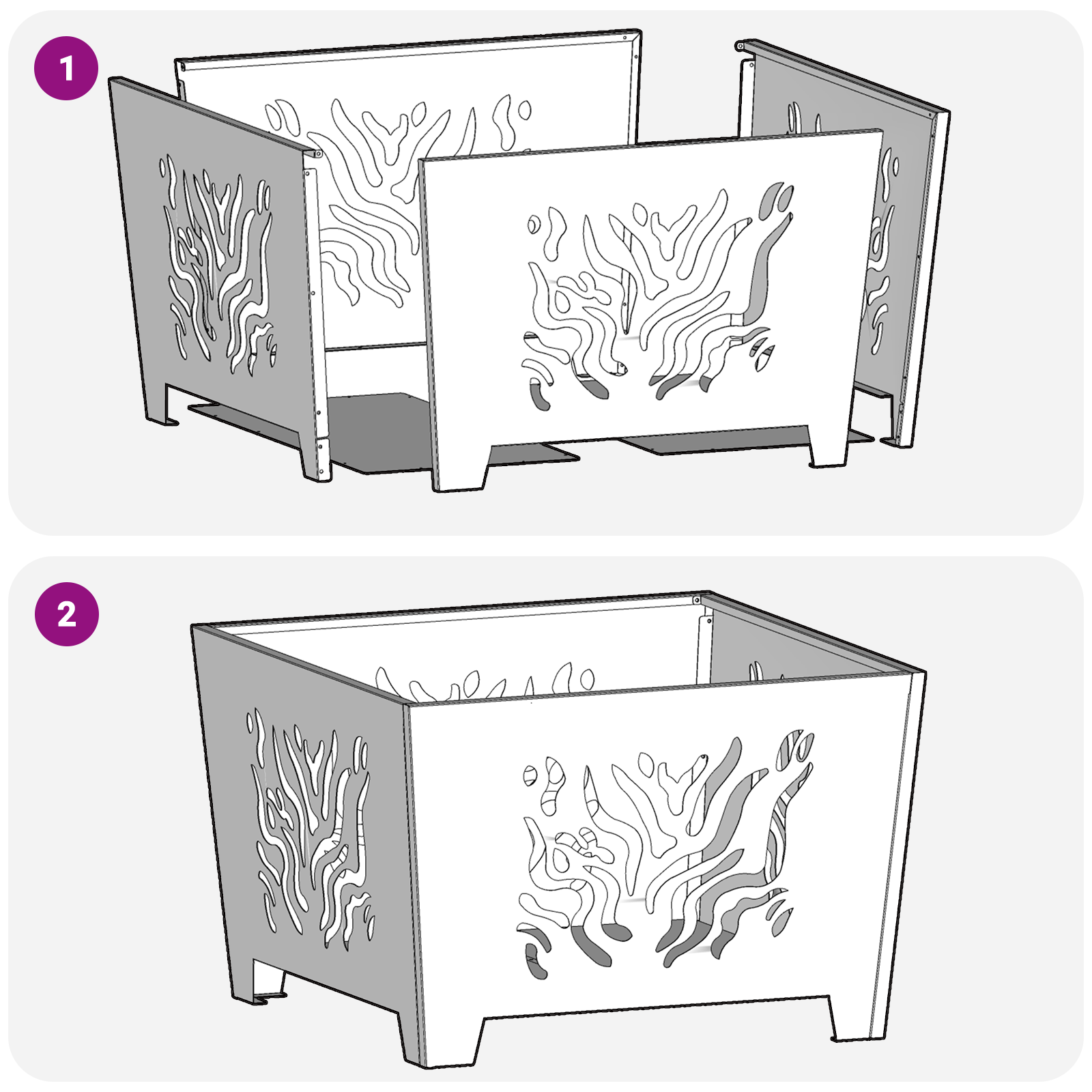 Fire Pit Square 60x60x40 cm Weathering Steel - Image 11