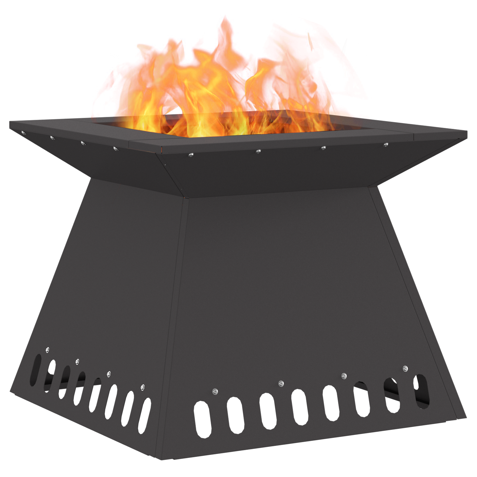 Fire Pit Black 48x48x40 cm Steel - Image 3