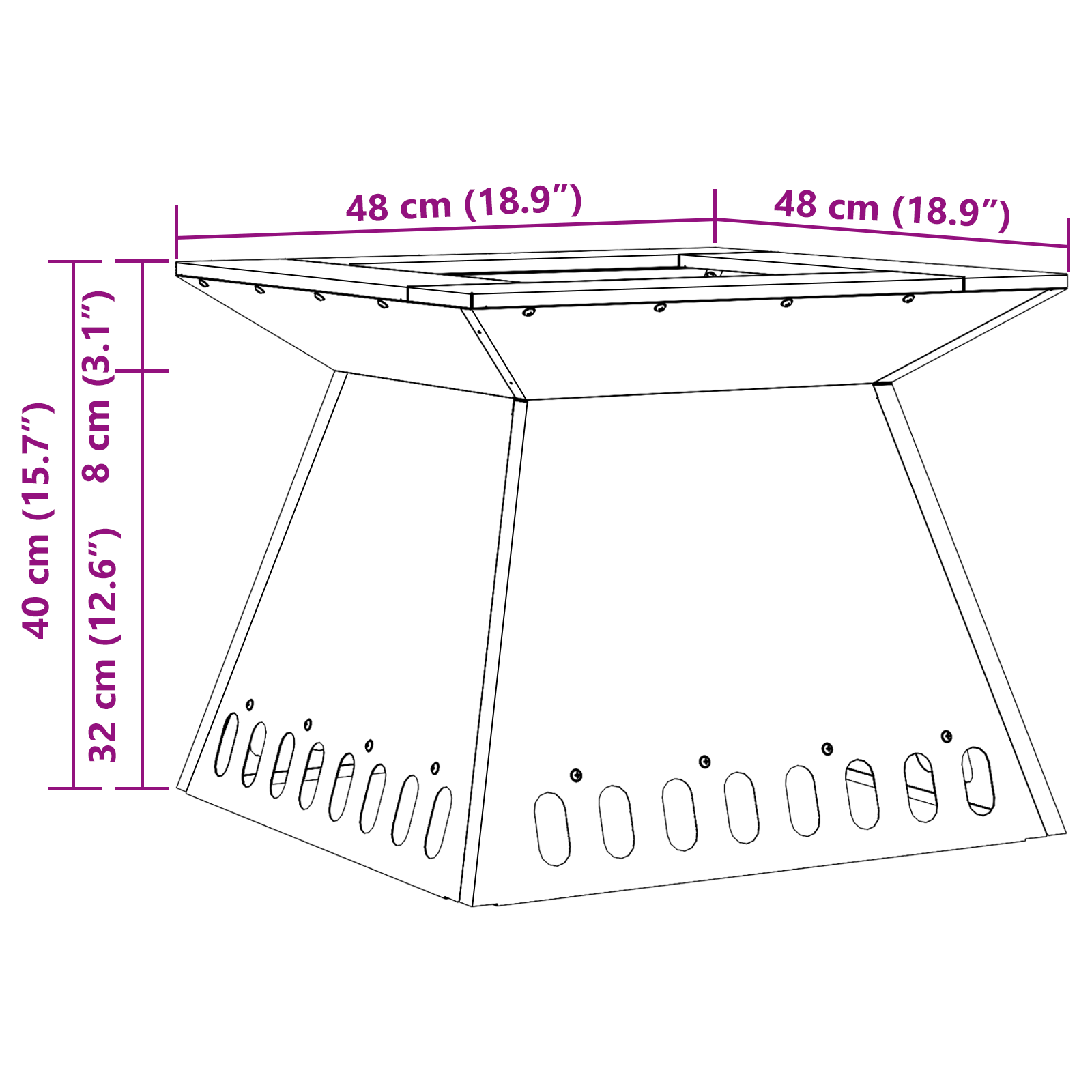 Fire Pit 48x48x40 cm Weathering Steel - Image 10