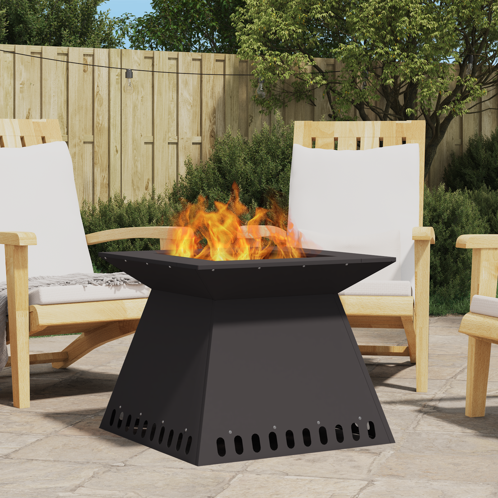 Fire Pit Black 60x60x50 cm Steel