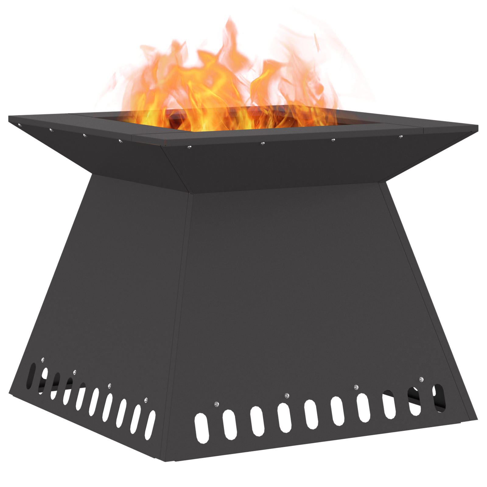 Fire Pit Black 60x60x50 cm Steel - Image 3