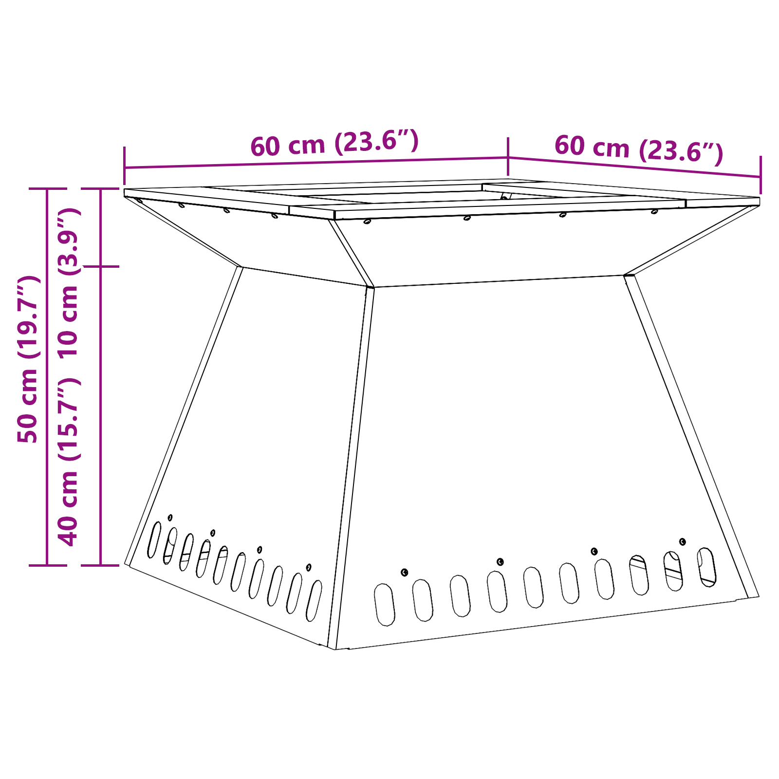Fire Pit 60x60x50 cm Weathering Steel - Image 11
