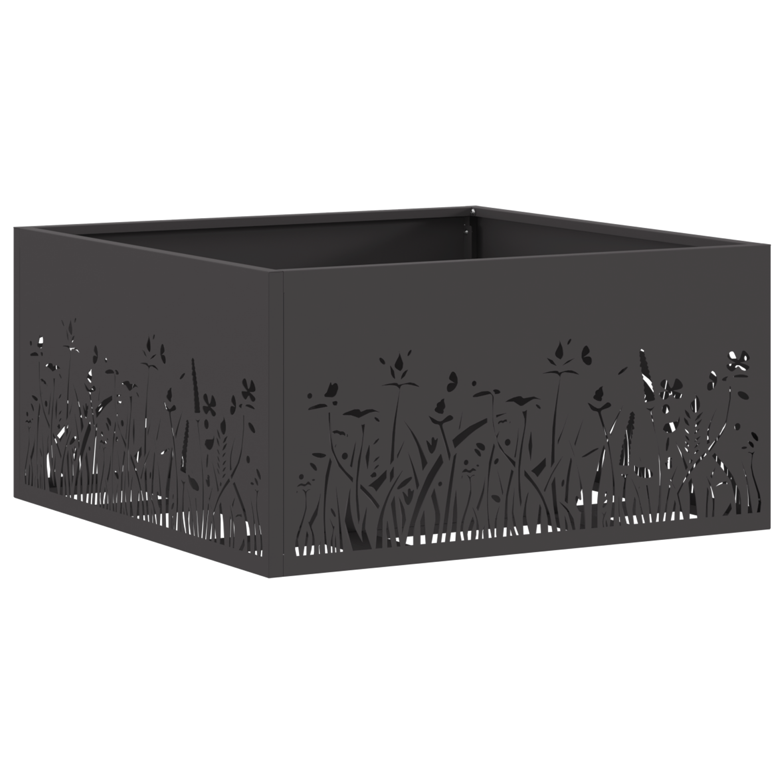Fire Pit Square Black 60x60x30 cm Steel - Image 2