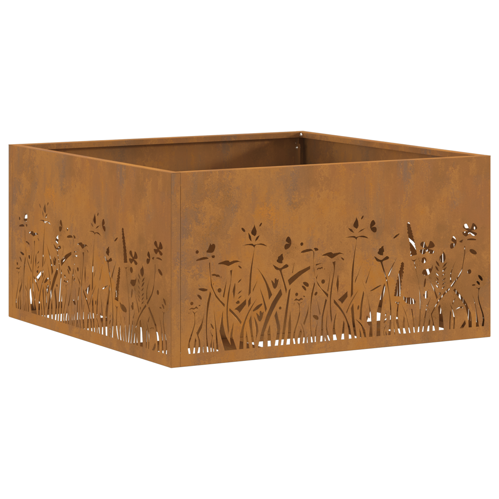 Fire Pit Square 60x60x30 cm Weathering Steel - Image 2