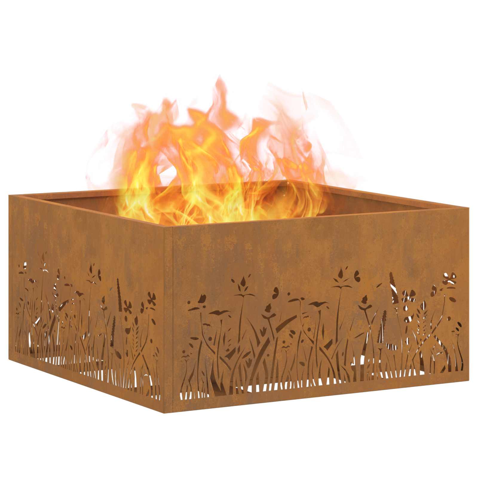 Fire Pit Square 60x60x30 cm Weathering Steel - Image 3