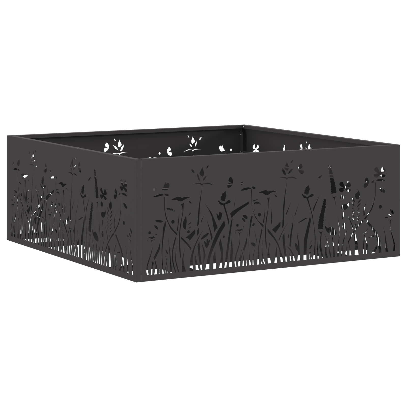 Fire Pit Square Black 80x80x30 cm Steel - Image 2