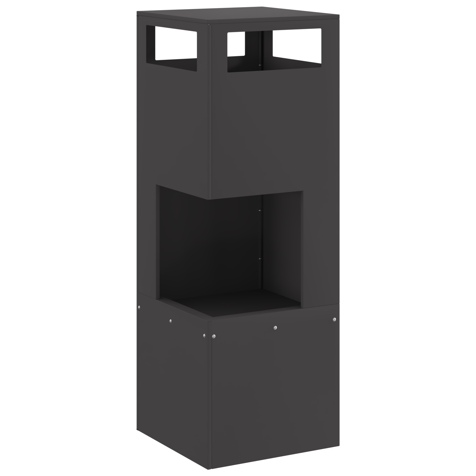 Fire Pit Square Black 35x35x100 cm Steel - Image 2