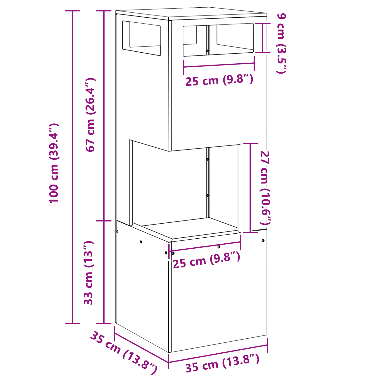 Fire Pit Square Black 35x35x100 cm Steel - Image 9