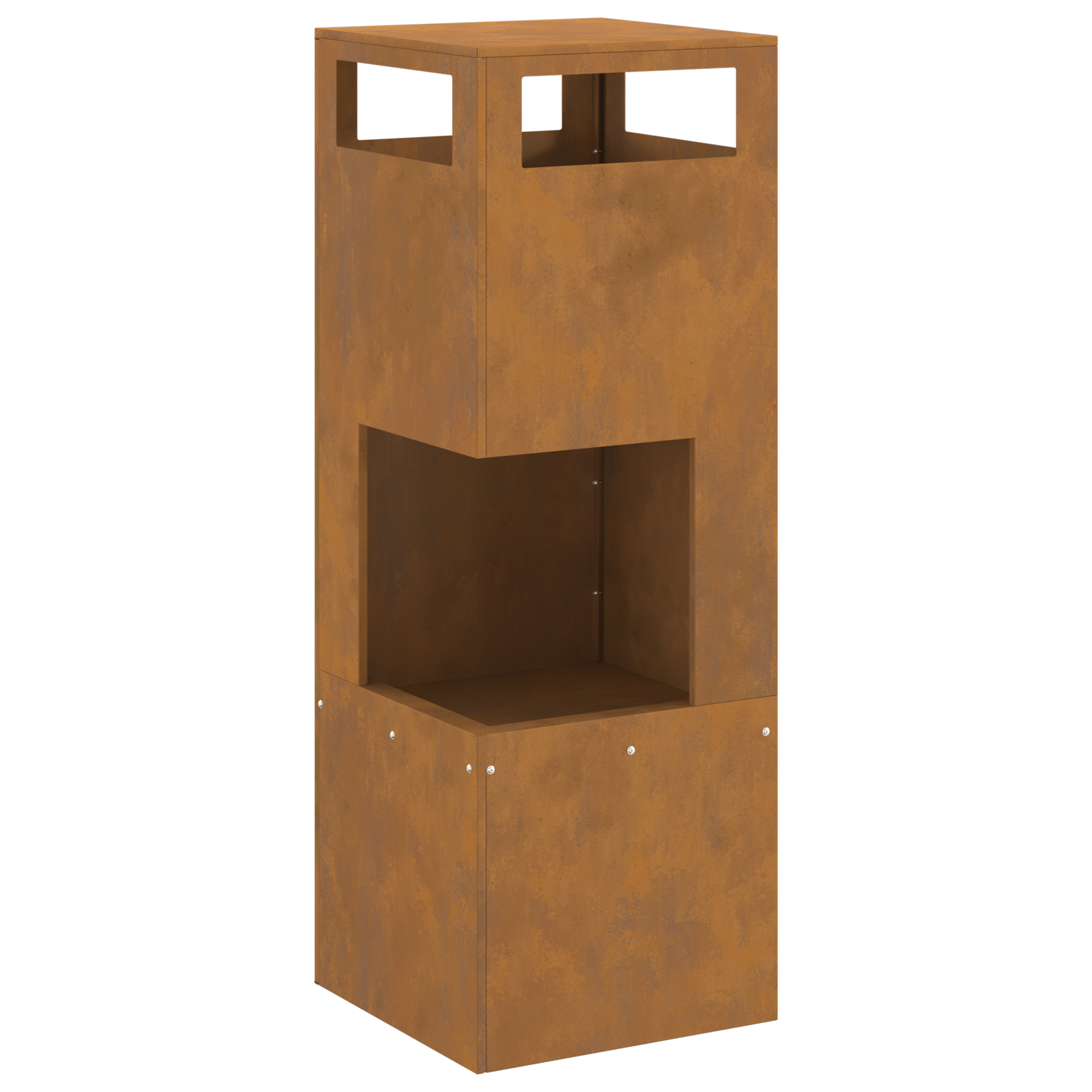 Fire Pit Square 35x35x100 cm Weathering Steel - Image 2