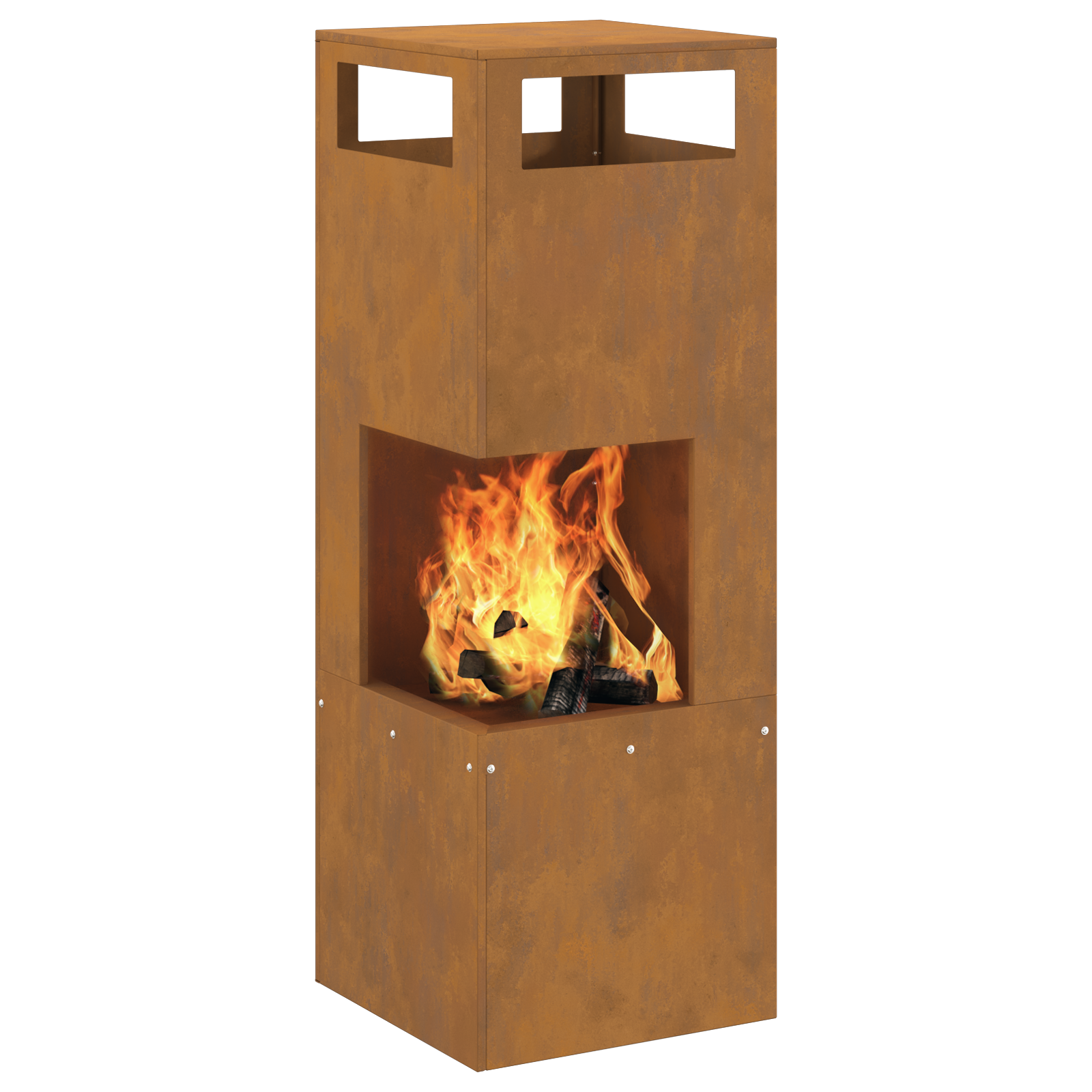 Fire Pit Square 35x35x100 cm Weathering Steel - Image 3