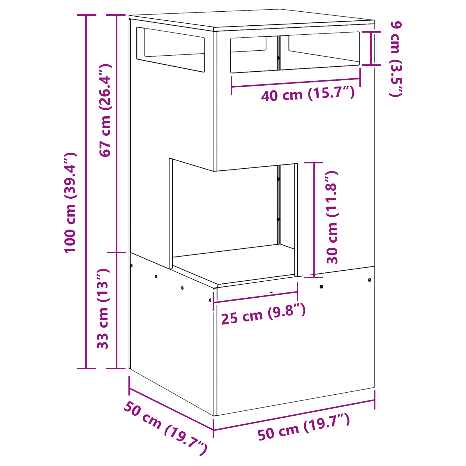 Fire Pit Black 50x50x100 cm Steel - Image 9