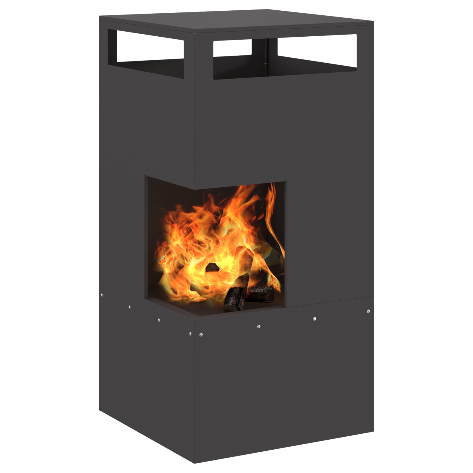 Fire Pit Black 50x50x100 cm Steel - Image 3