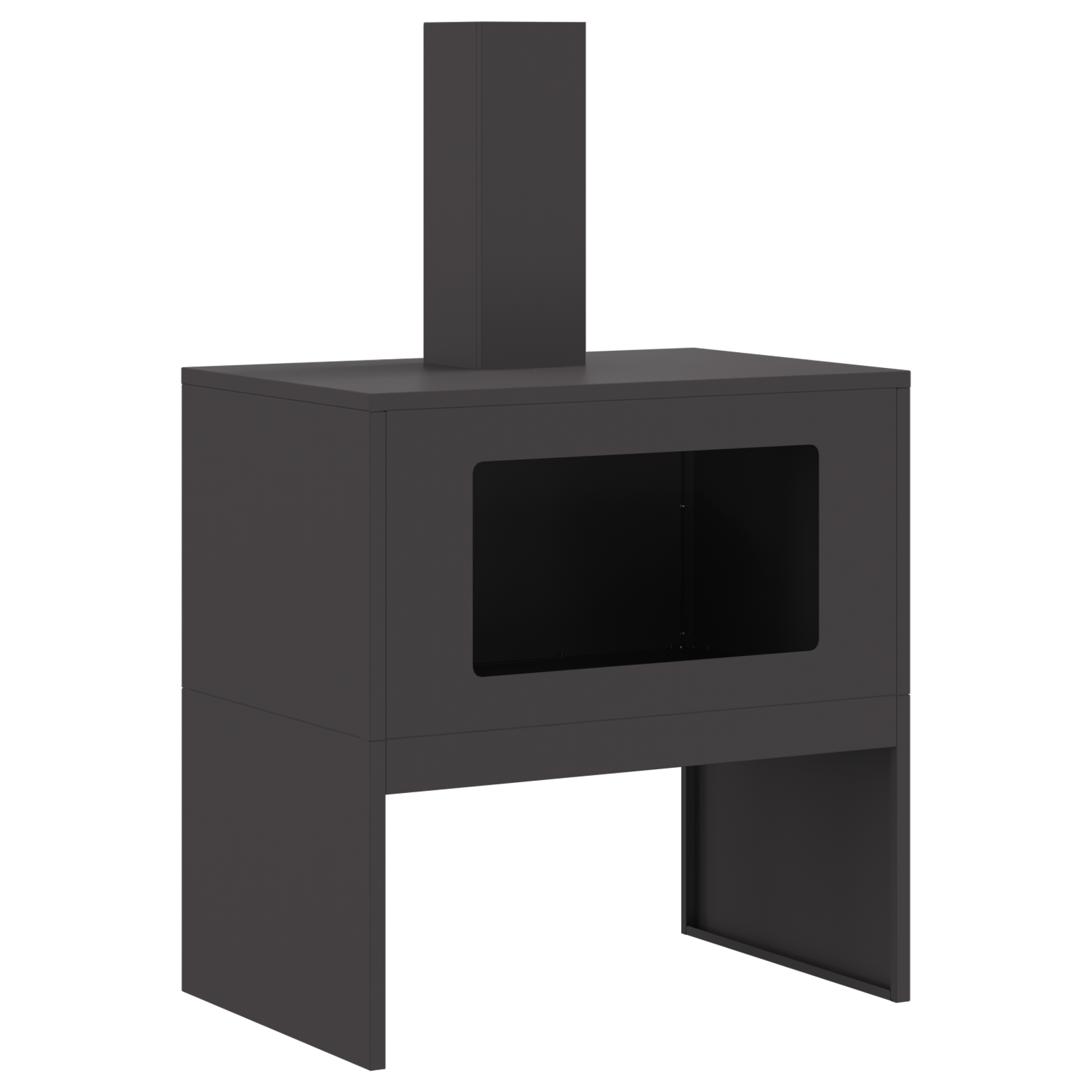 Fire Pit with Chimney Black 60x40x96 cm Steel - Image 2