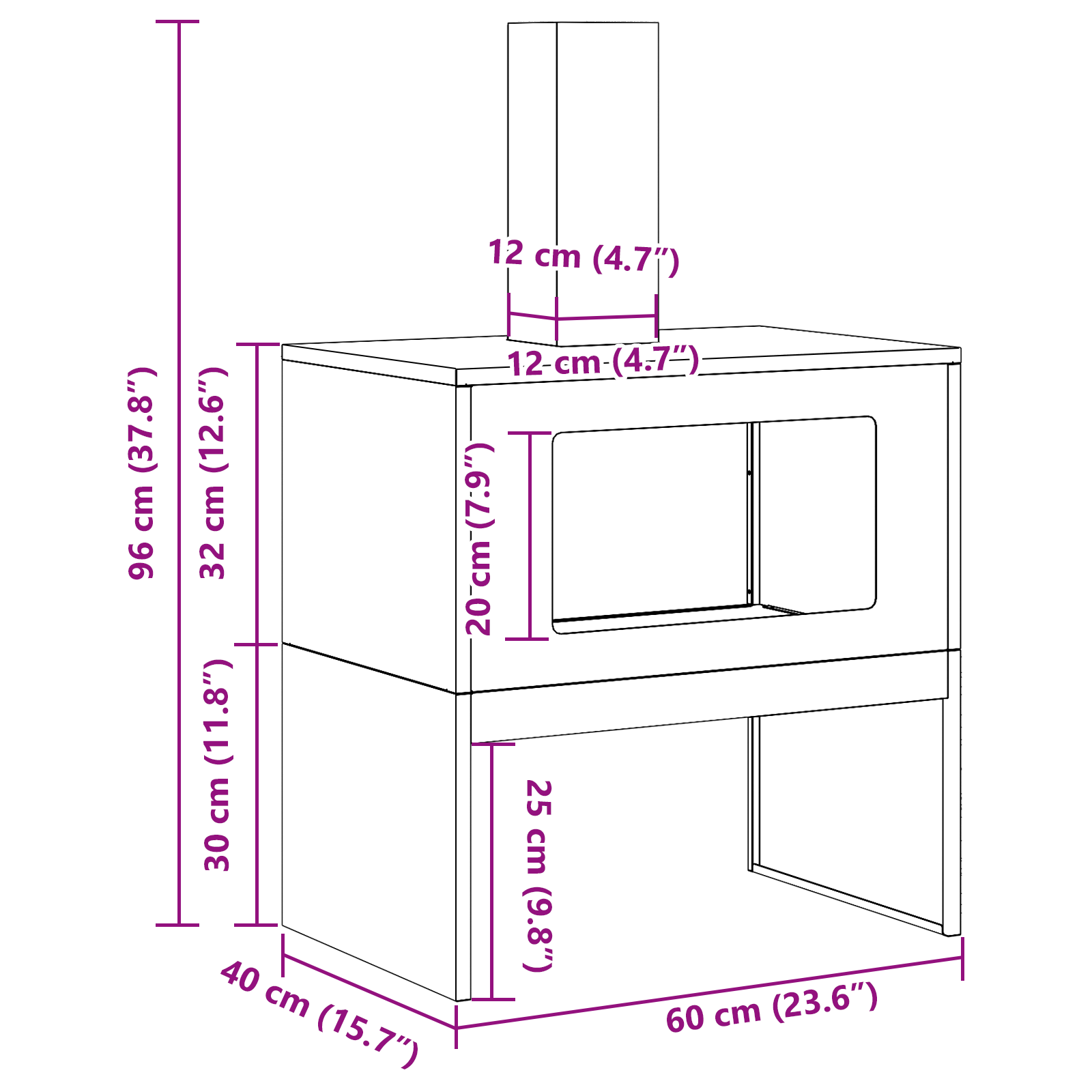 Fire Pit with Chimney Black 60x40x96 cm Steel - Image 10