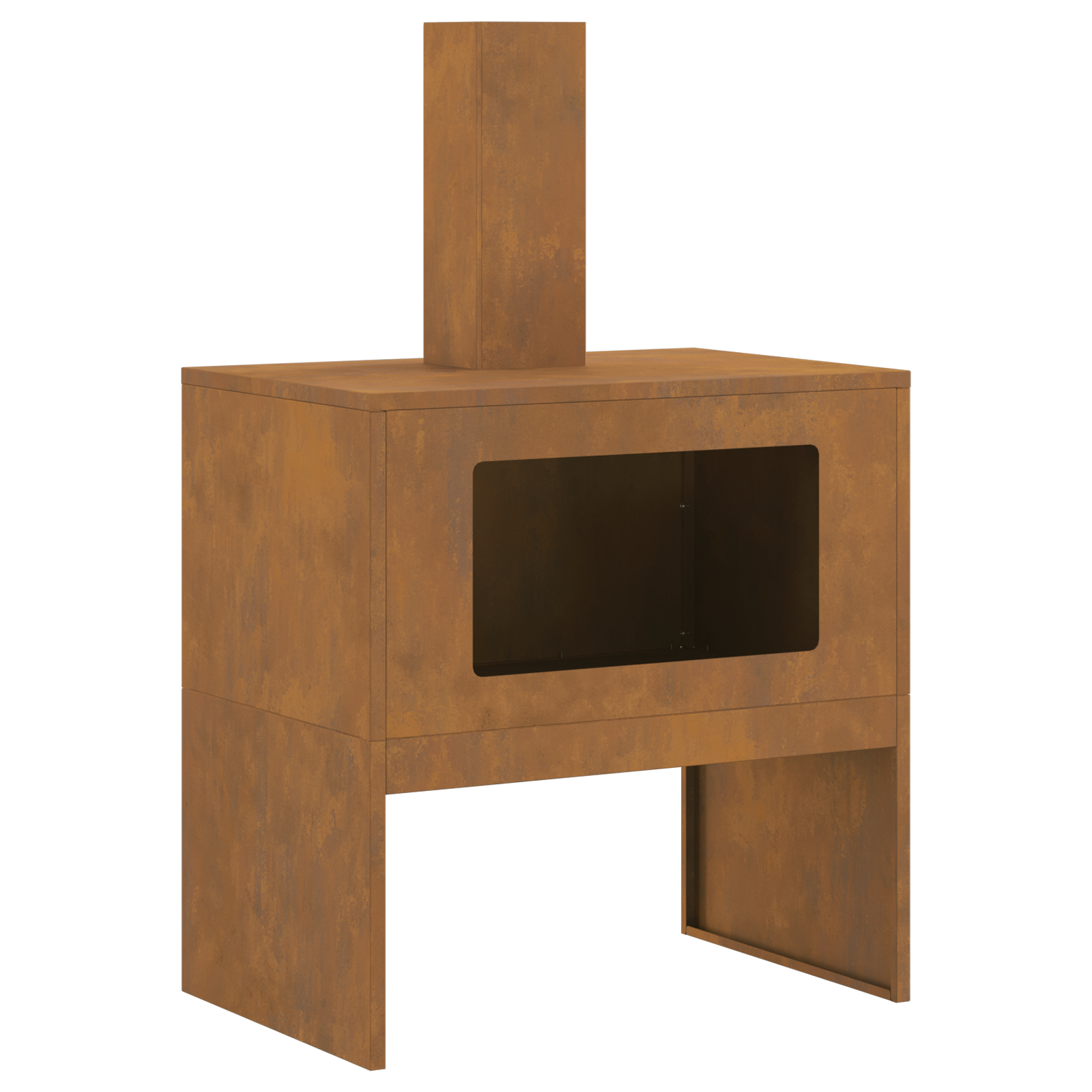 Fire Pit with Chimney 60x40x96 cm Weathering Steel - Image 2