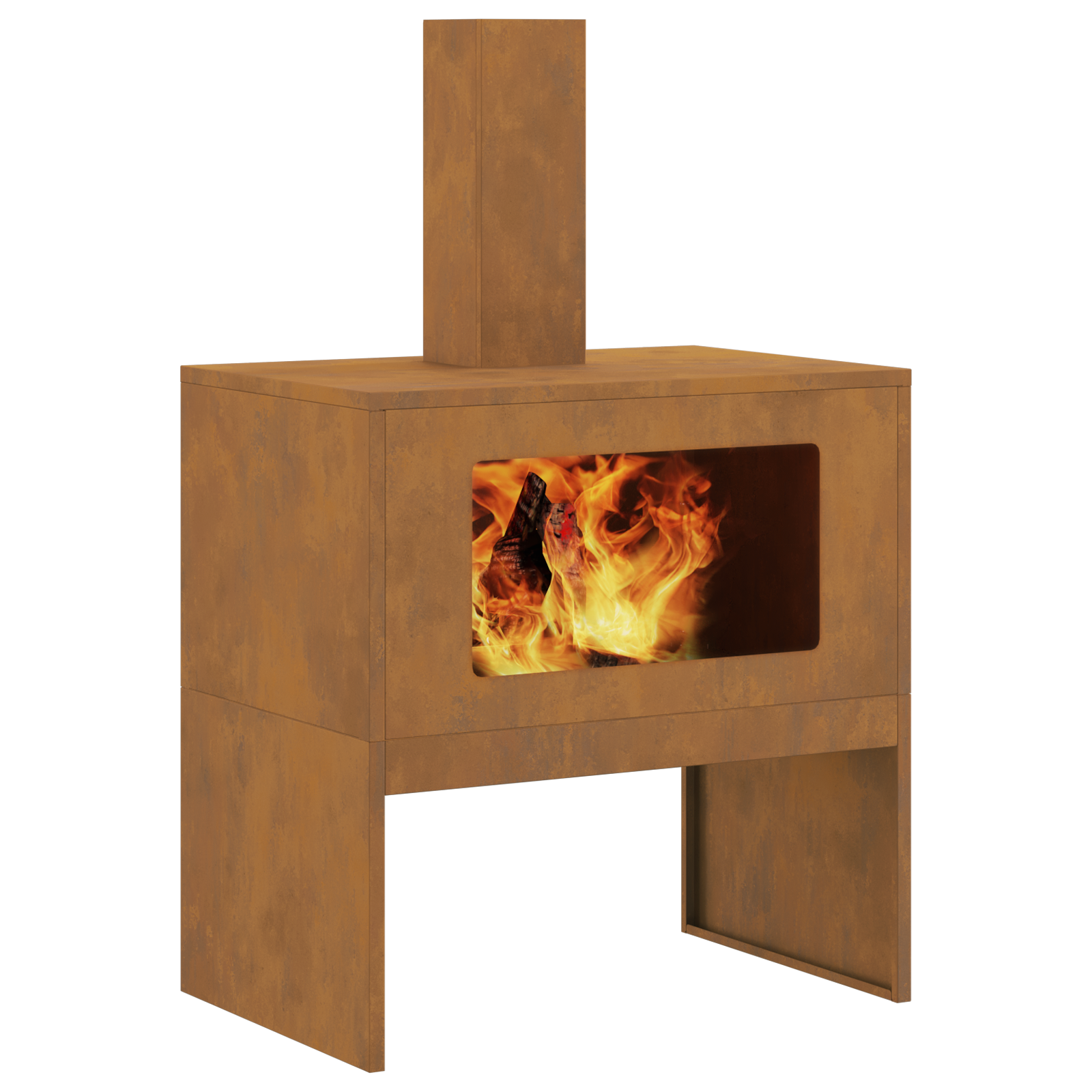 Fire Pit with Chimney 60x40x96 cm Weathering Steel - Image 3