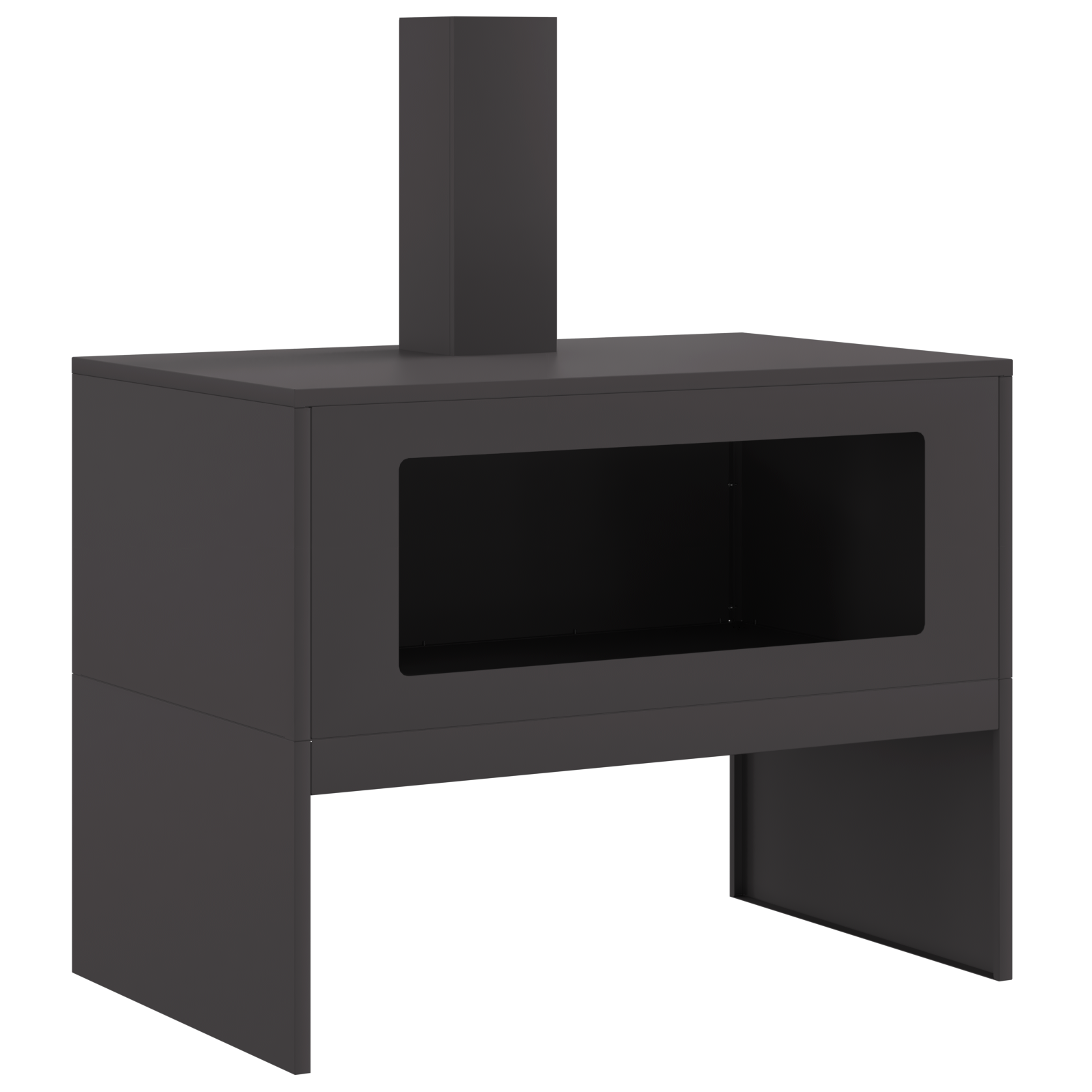 Fire Pit with Chimney Black 80x50x96 cm Steel - Image 2