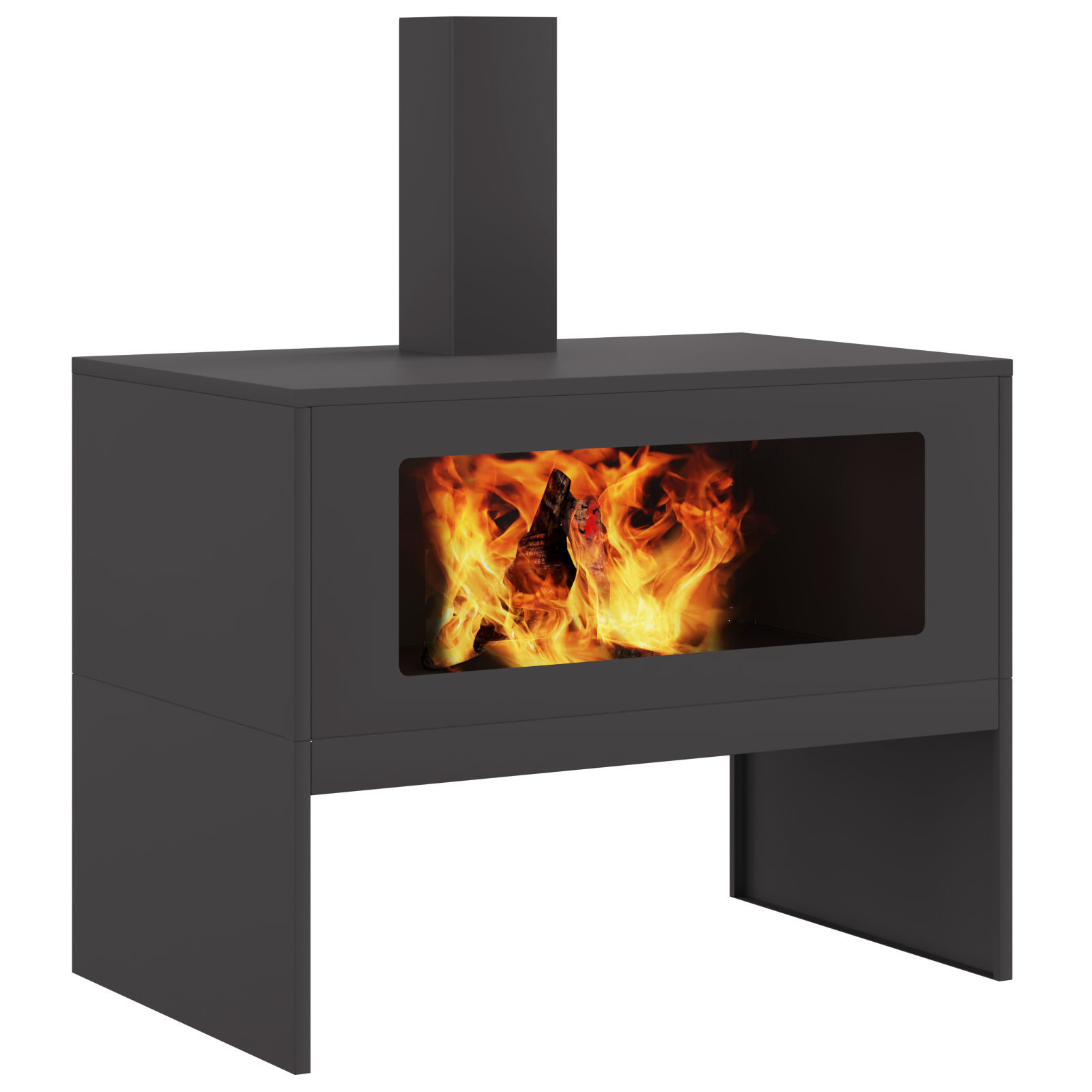 Fire Pit with Chimney Black 80x50x96 cm Steel - Image 3