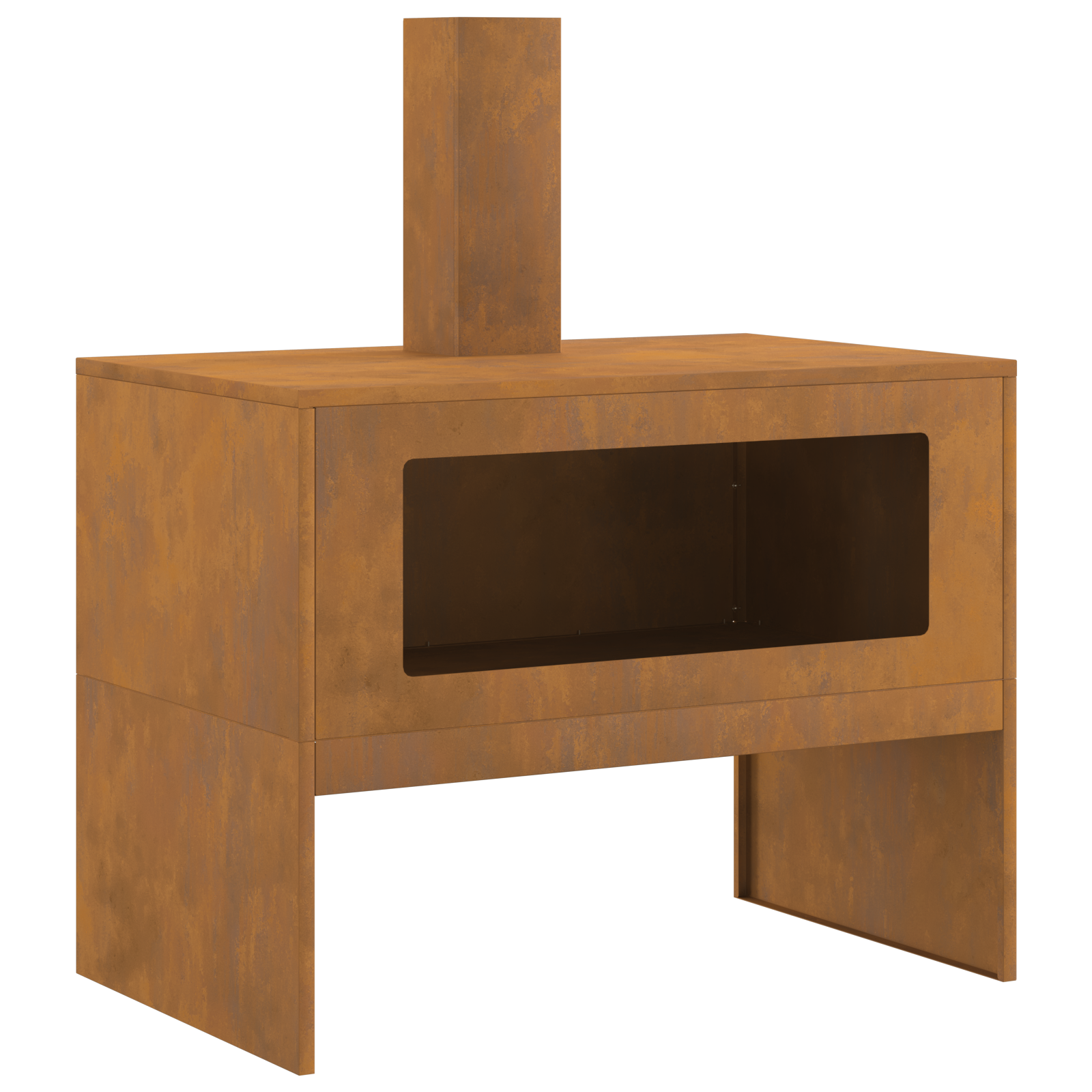 Fire Pit with Chimney 80x50x96 cm Weathering Steel - Image 2