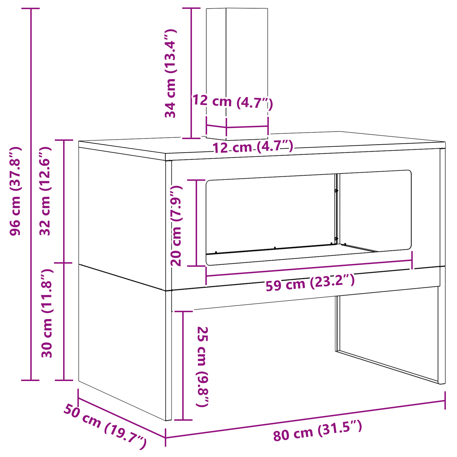 Fire Pit with Chimney 80x50x96 cm Weathering Steel - Image 11