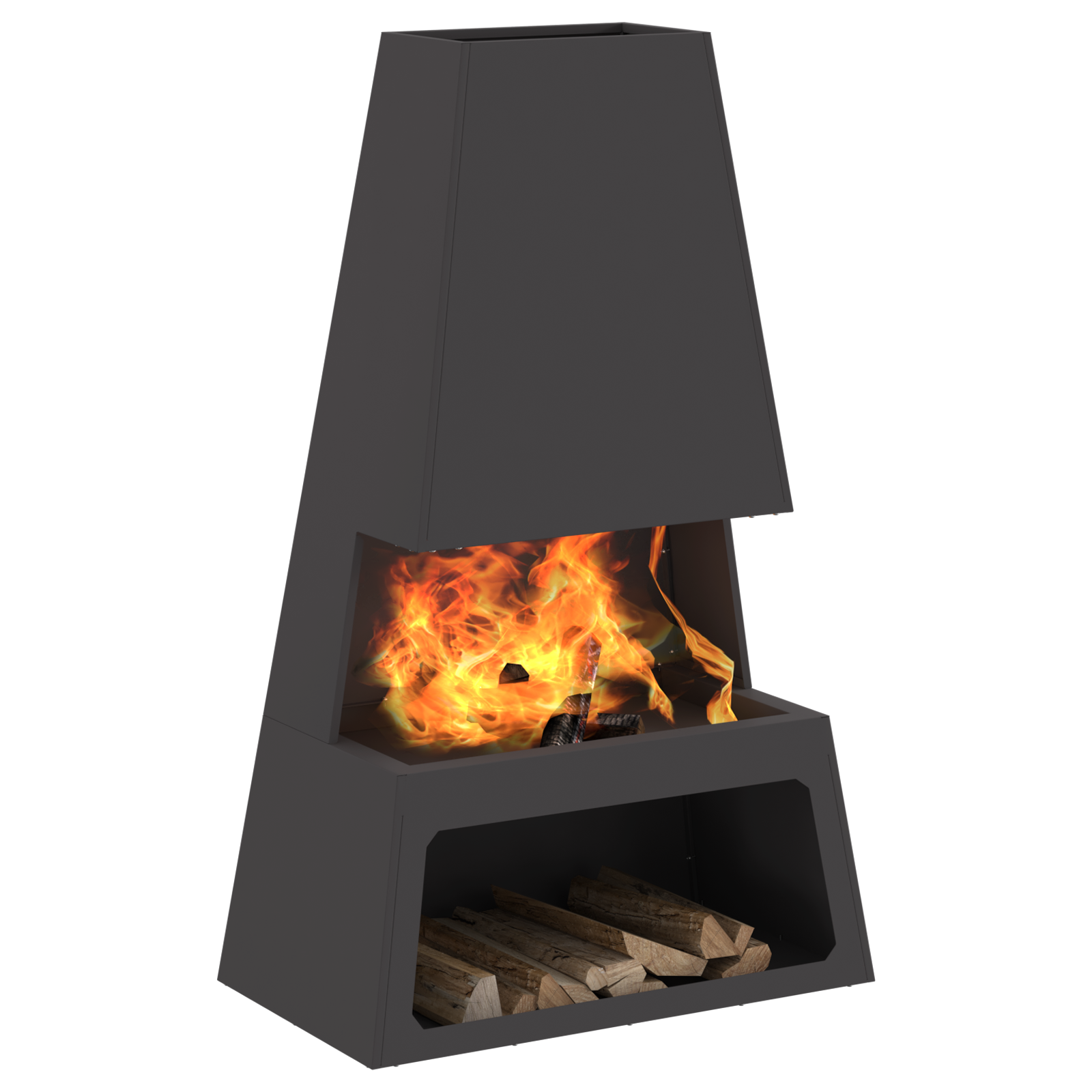 Fire Pit with Log Storage Black 60x35x100 cm Steel - Image 3