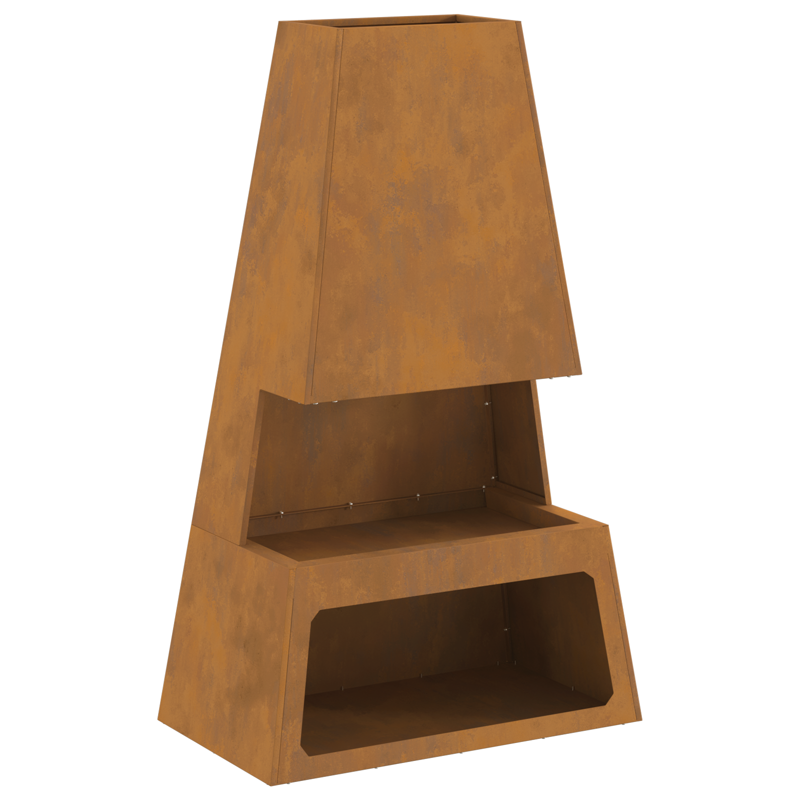 Fire Pit with Log Storage 60x35x100 cm Weathering Steel - Image 2