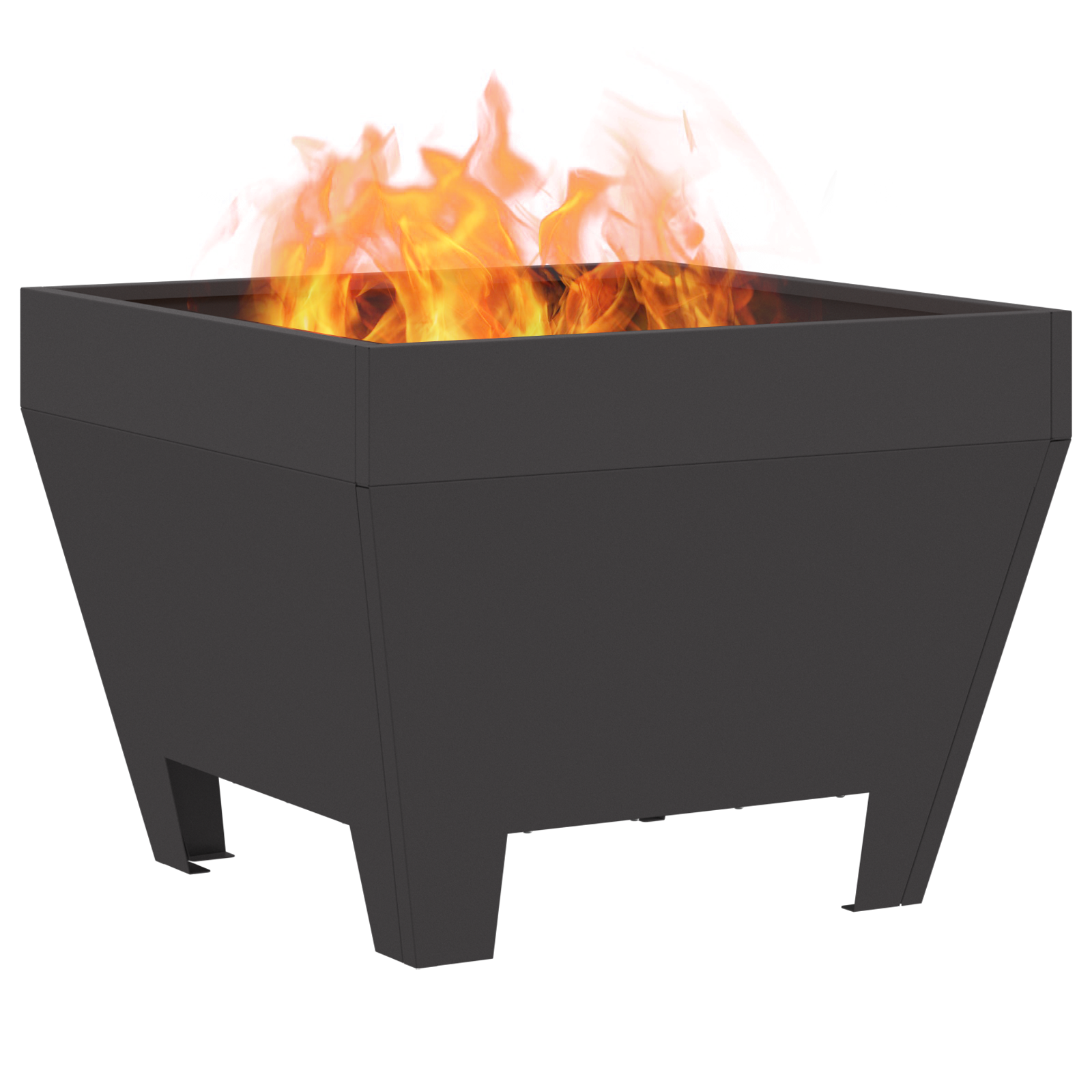 Square Fire Pit - Black, 50x50x30 cm, Steel - Image 3
