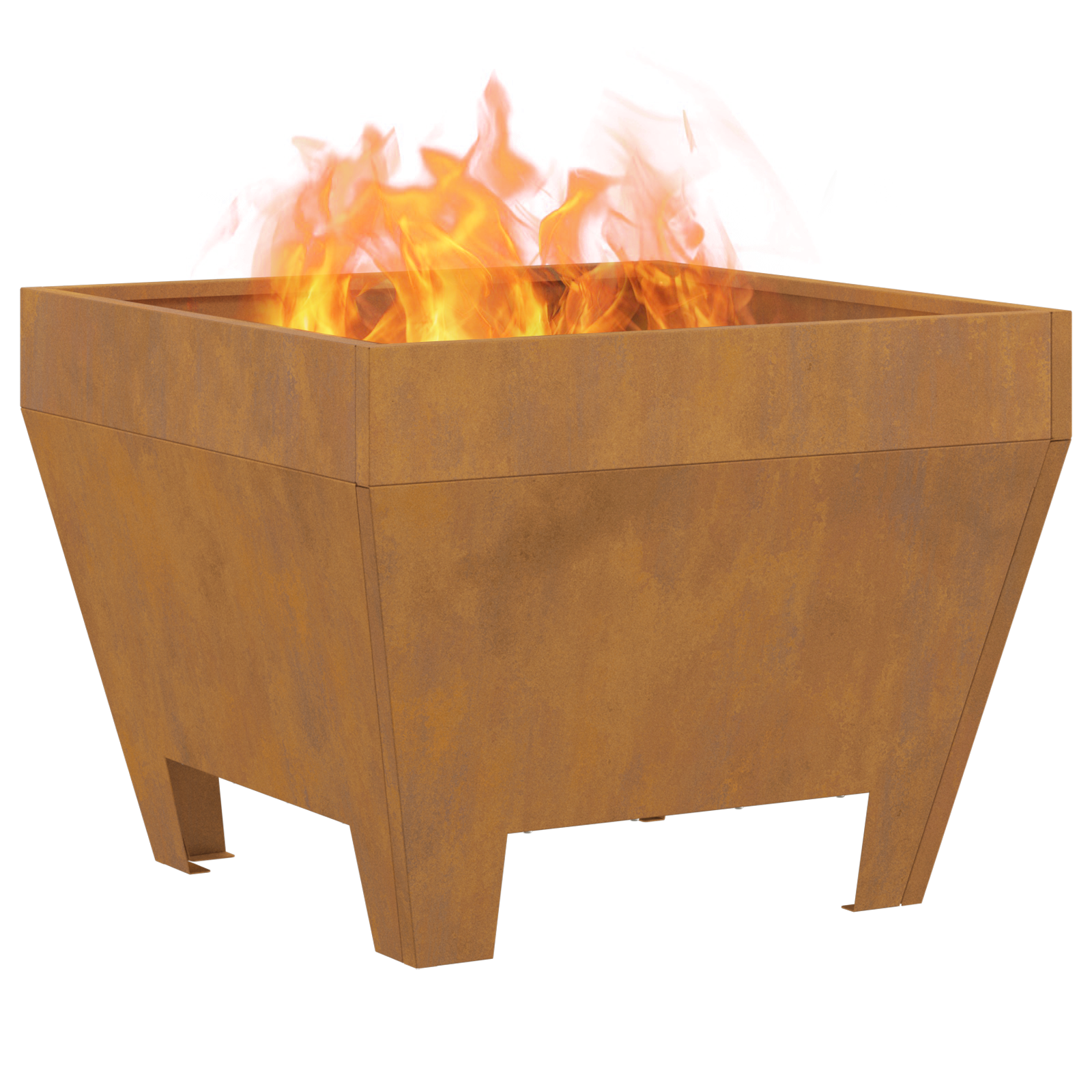 Square Fire Pit 50x50x30 cm Weathered Steel - Image 3