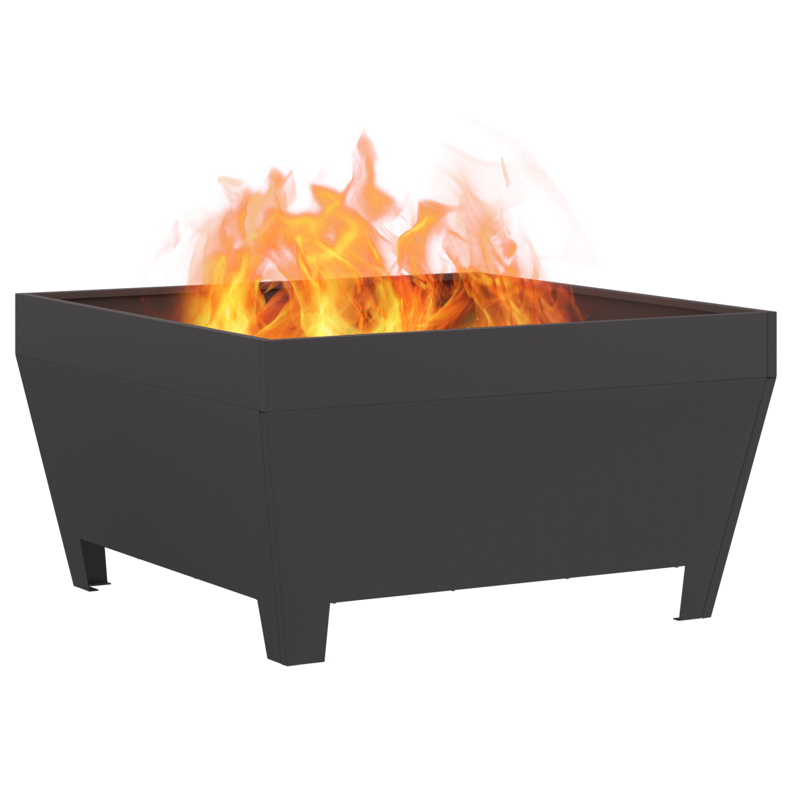 Fire Pit - Square Black 80x80x43 cm Steel - Image 3
