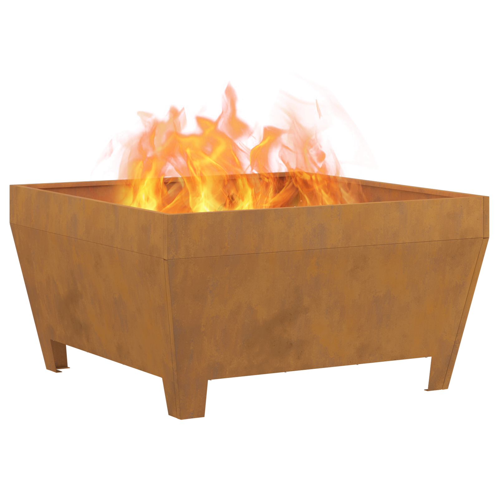 Square Fire Pit 80x80x43 cm Weathering Steel - Image 3