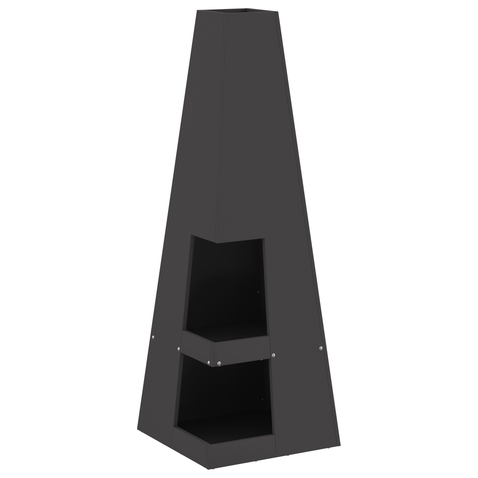 Fire Pit with Log Storage Black 35x35x100 cm Steel - Image 2