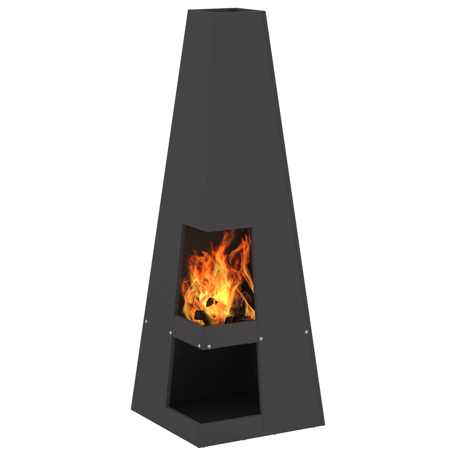 Fire Pit with Log Storage Black 35x35x100 cm Steel - Image 3