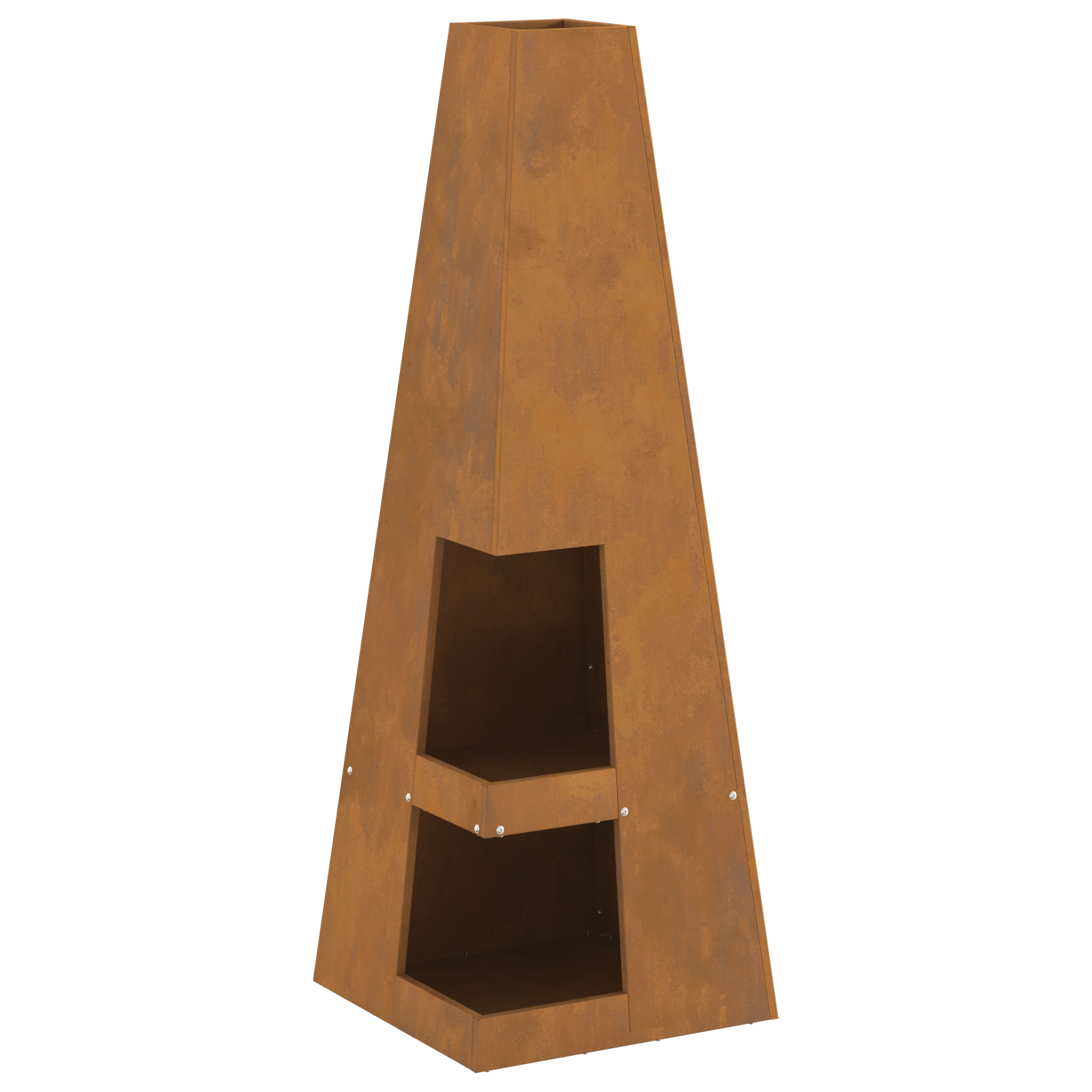 Fire Pit with Log Storage 35x35x100 cm Weathering Steel - Image 2