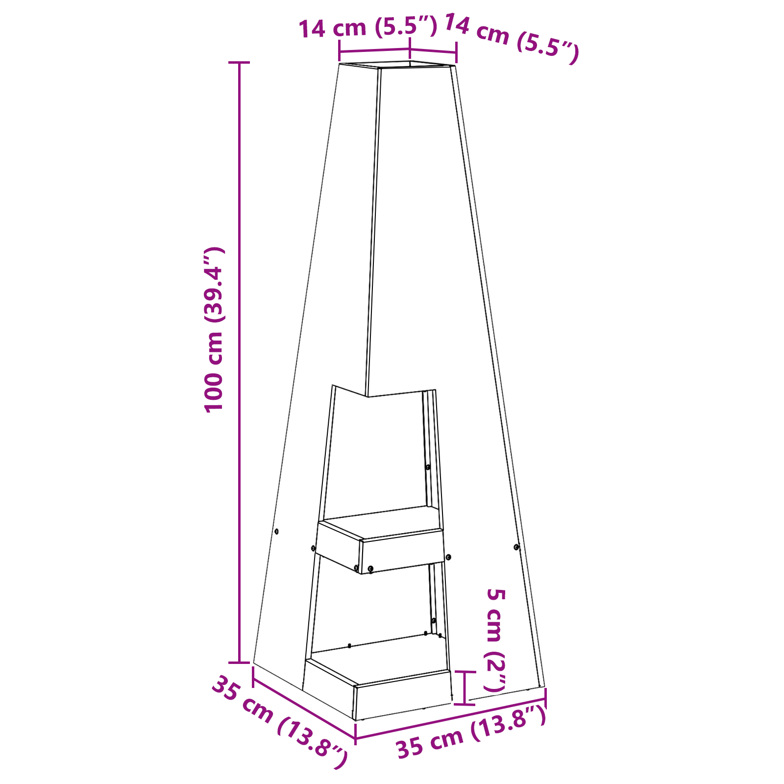 Fire Pit with Log Storage 35x35x100 cm Weathering Steel - Image 9