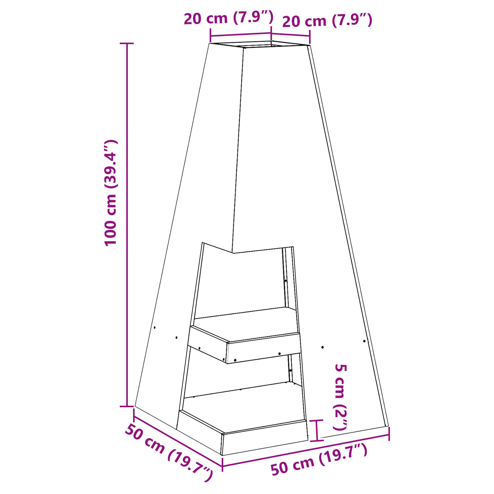 Fire Pit with Log Storage Black 50x50x100 cm Steel - Image 7