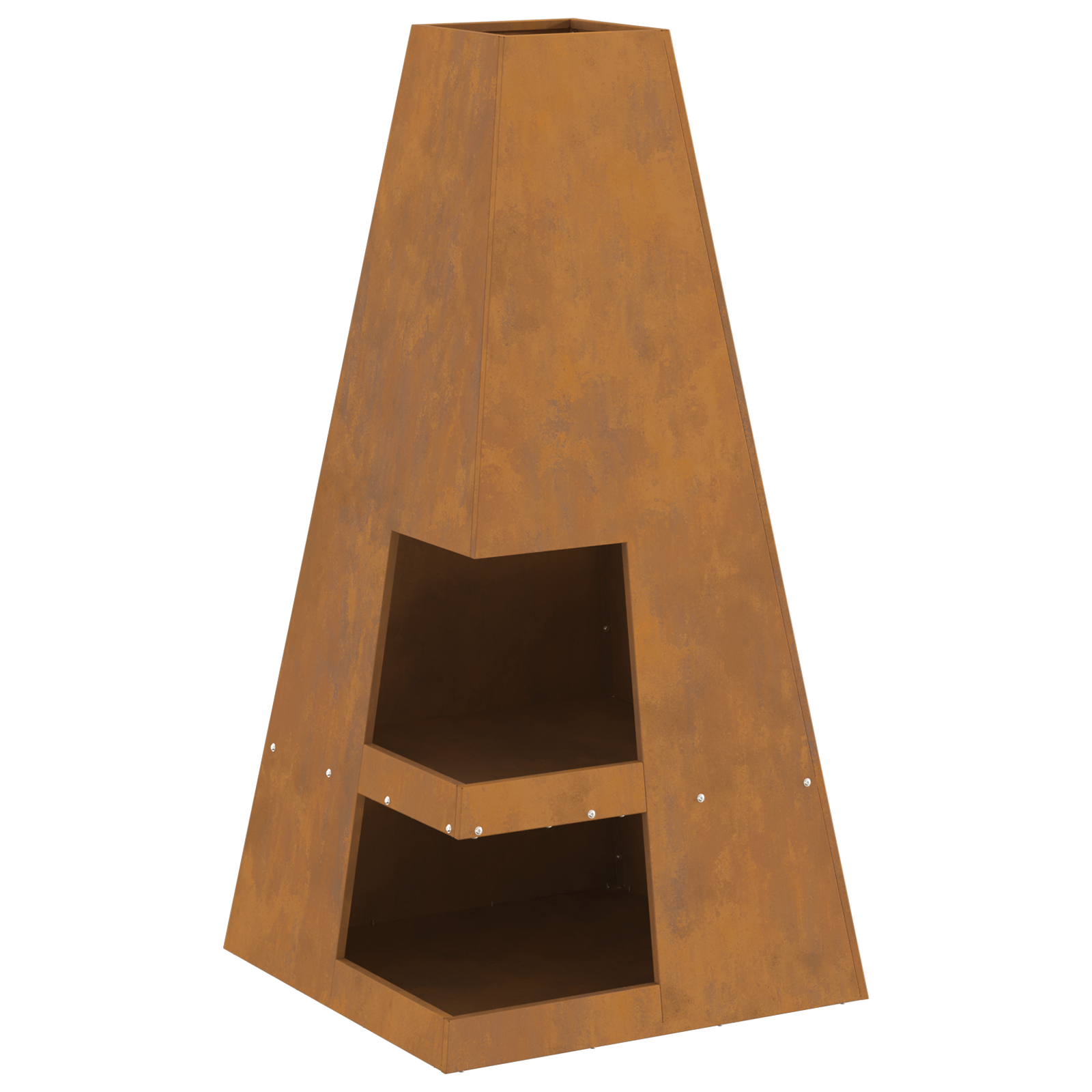 Fire Pit with Log Storage 50x50x100 cm Weathering Steel - Image 2