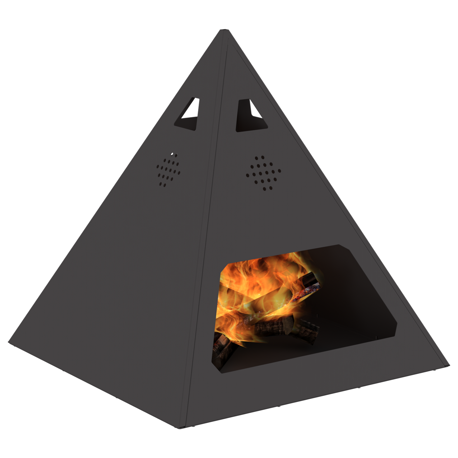 Fire Pit Pyramid Black 50x50x51 cm Steel - Image 3